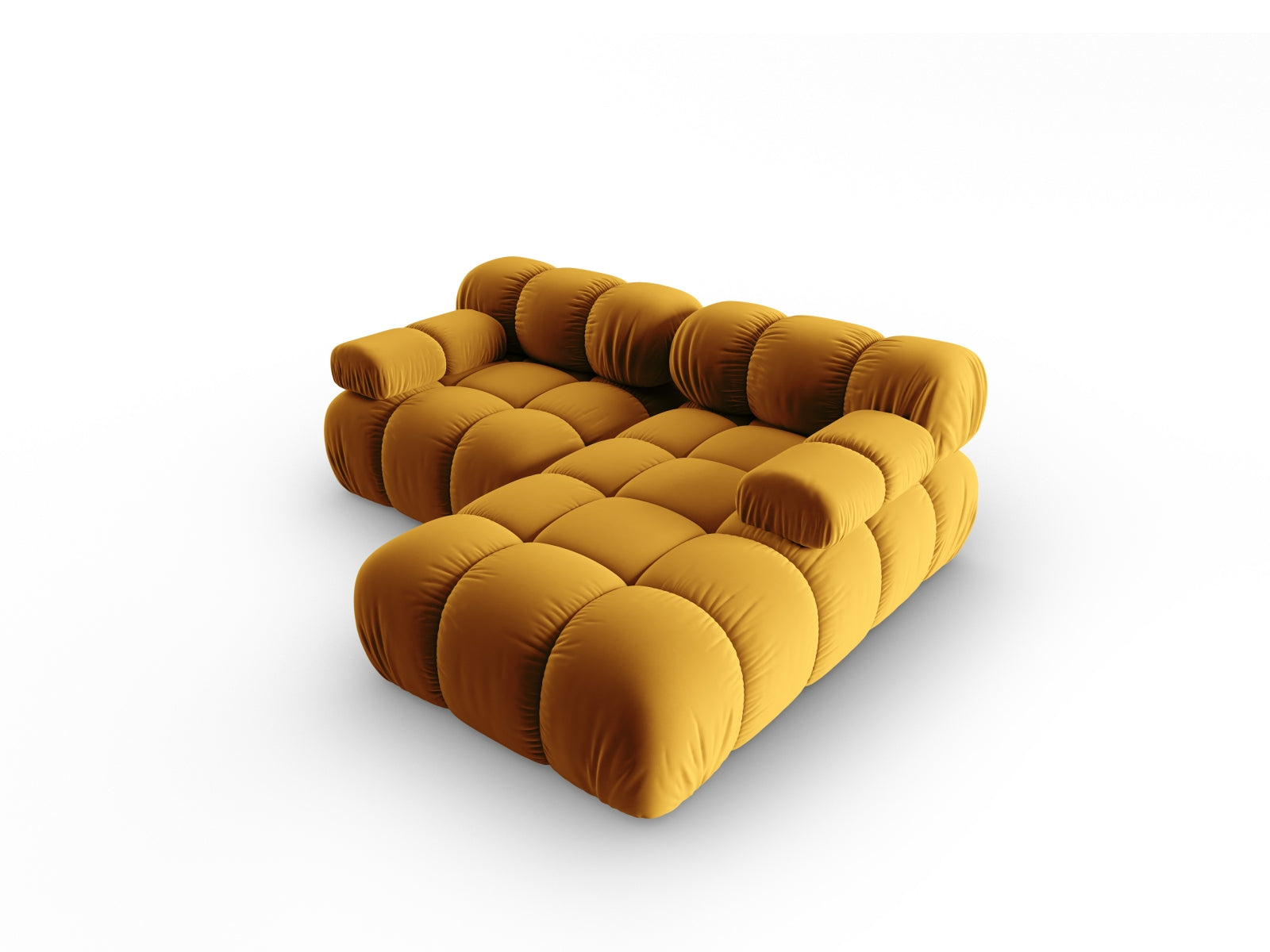 Stylisches modulares Ecksofa Bellis in Gelb-Blau, 3-Sitzer, 155 cm, ideal für gemütliche Wohnräume, erhältlich bei Micadoni.