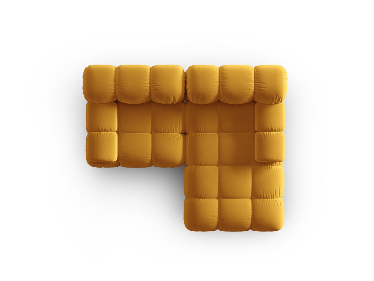 Bellis Velour modulares Ecksofa rechts 3 Sitzer 155cm in Yellow-Bluvel präsentiert im Onlineshop von KAQTU Design AG. L-Sofa rechts ist von Micadoni