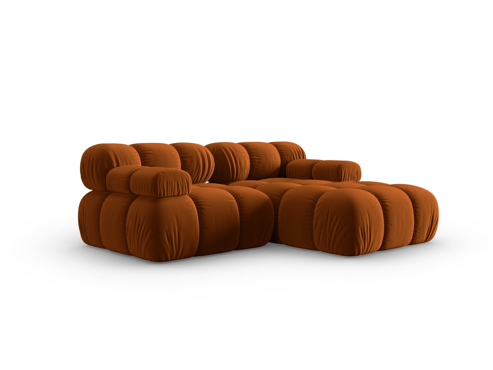 Modulares Ecksofa Bellis Velour in warmem Terracotta, 3-Sitzer, perfekt für moderne Wohnkonzepte, erhältlich bei Micadoni.