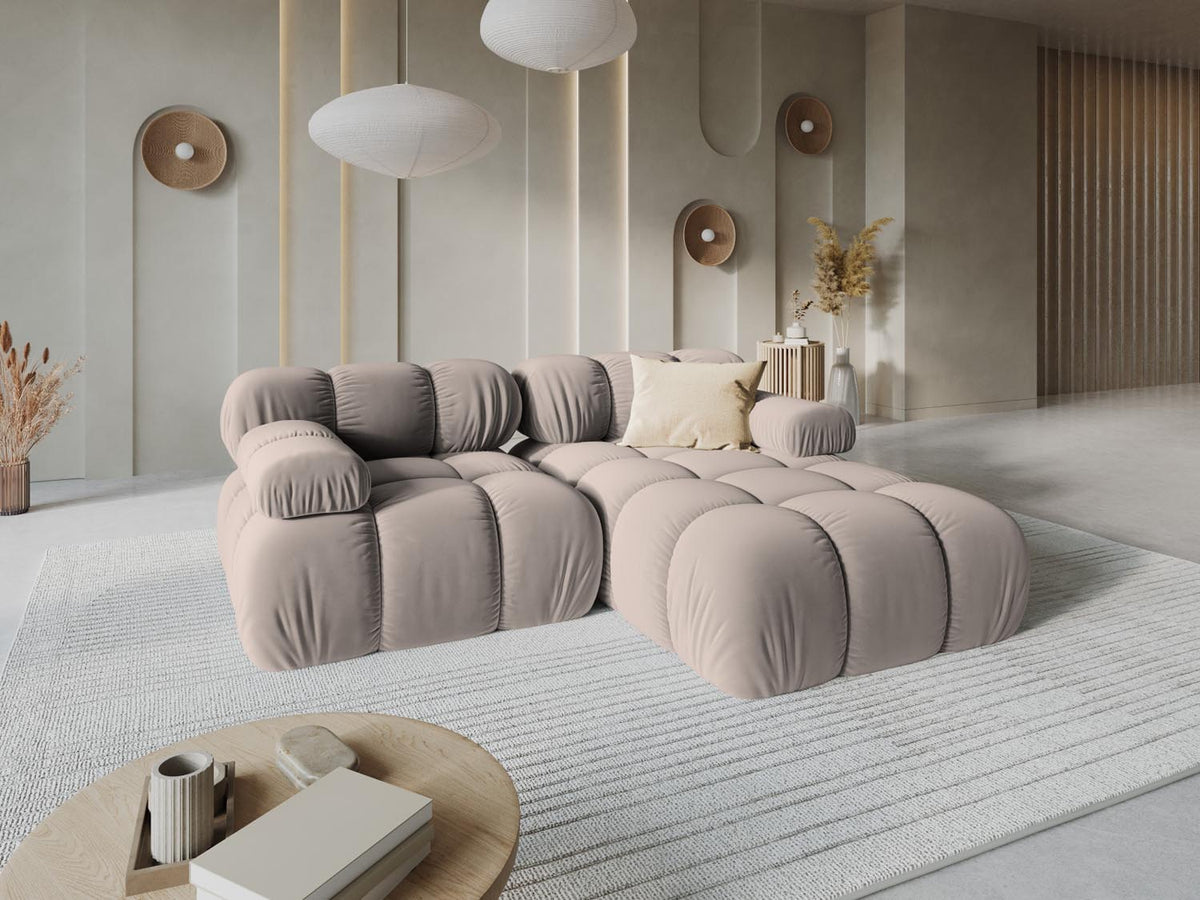 Bellis Velour modulares Ecksofa rechts 3 Sitzer 155cm in Cappuccino-Bluvel präsentiert im Onlineshop von KAQTU Design AG. Ecksofa rechts ist von Micadoni