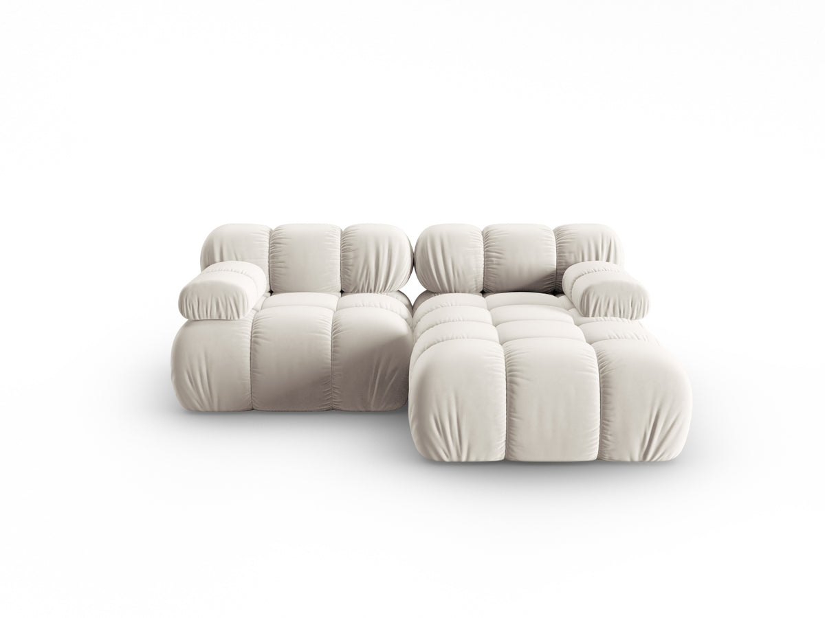 Bellis Velour modulares Ecksofa rechts 3 Sitzer 155cm in Dark Beige-Bluvel präsentiert im Onlineshop von KAQTU Design AG. L-Sofa rechts ist von Micadoni
