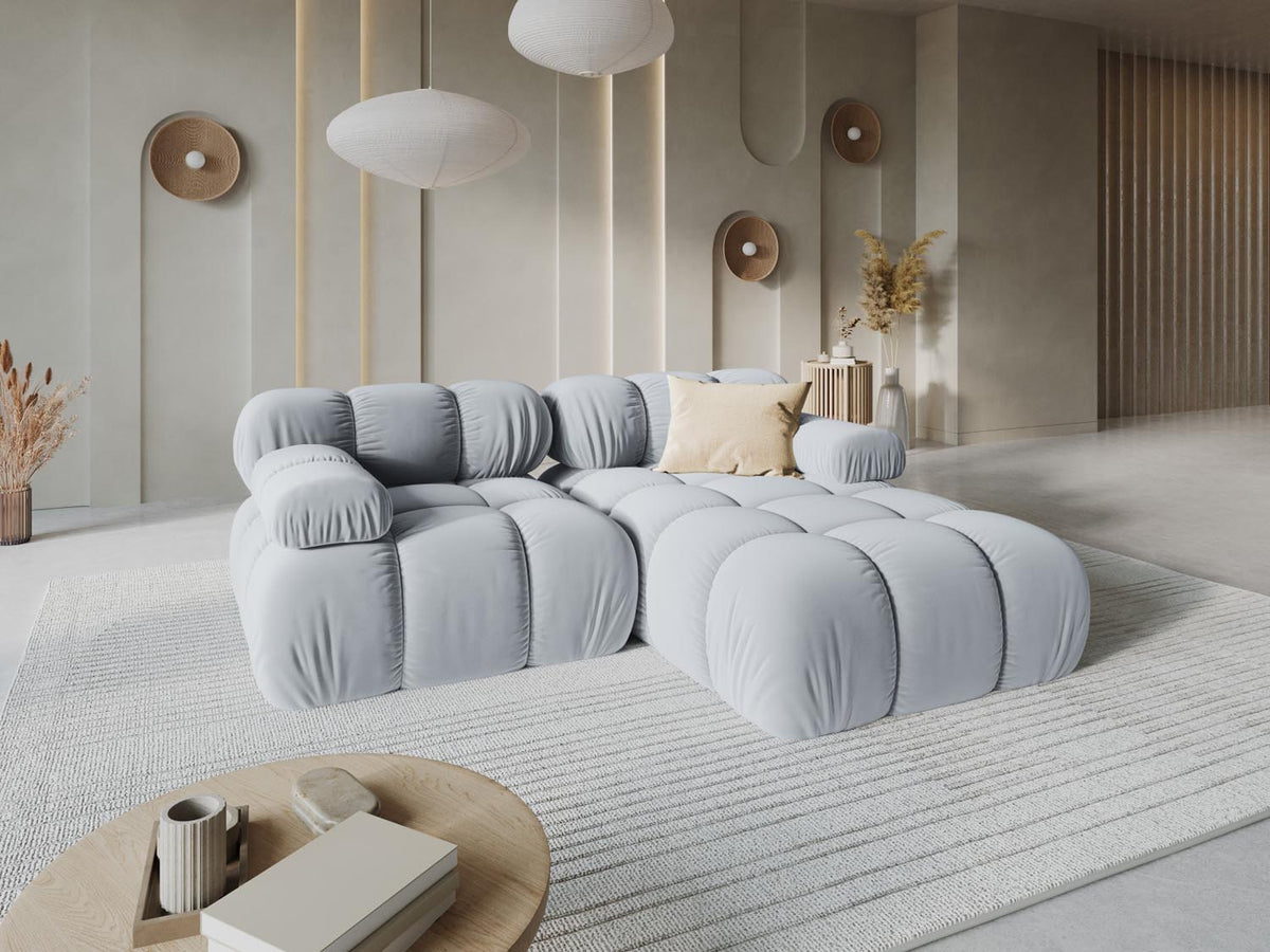 Bellis Velour modulares Ecksofa rechts 3 Sitzer 155cm in Light Blue-Bluvel präsentiert im Onlineshop von KAQTU Design AG. Ecksofa rechts ist von Micadoni