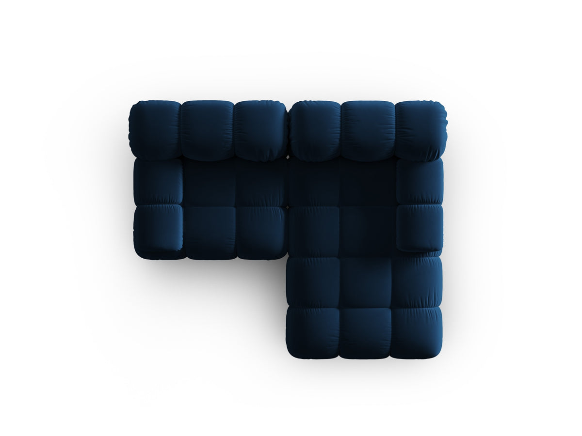 Bellis Velour modulares Ecksofa rechts 3 Sitzer 155cm in Royal Blue-Bluvel präsentiert im Onlineshop von KAQTU Design AG. L-Sofa rechts ist von Micadoni