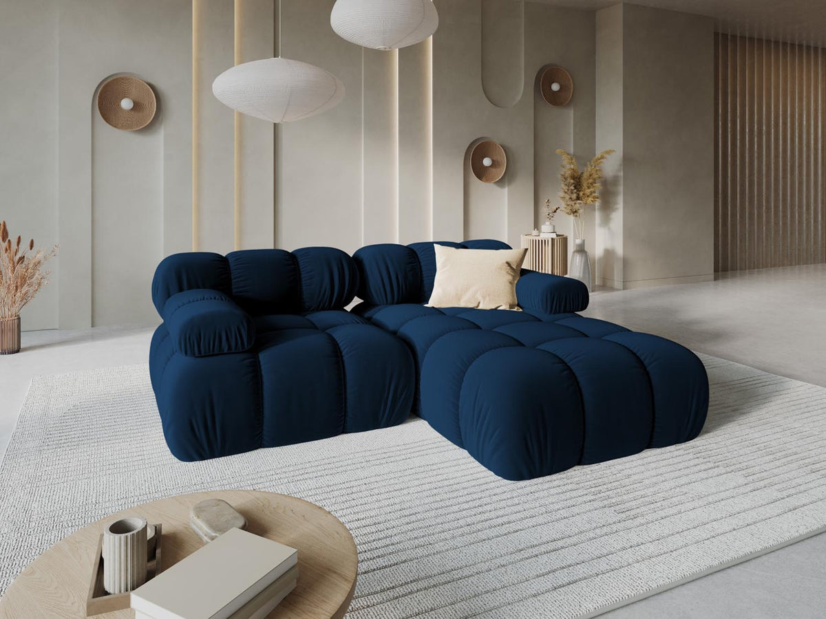 Bellis Velour modulares Ecksofa rechts 3 Sitzer 155cm in Royal Blue-Bluvel präsentiert im Onlineshop von KAQTU Design AG. L-Sofa rechts ist von Micadoni