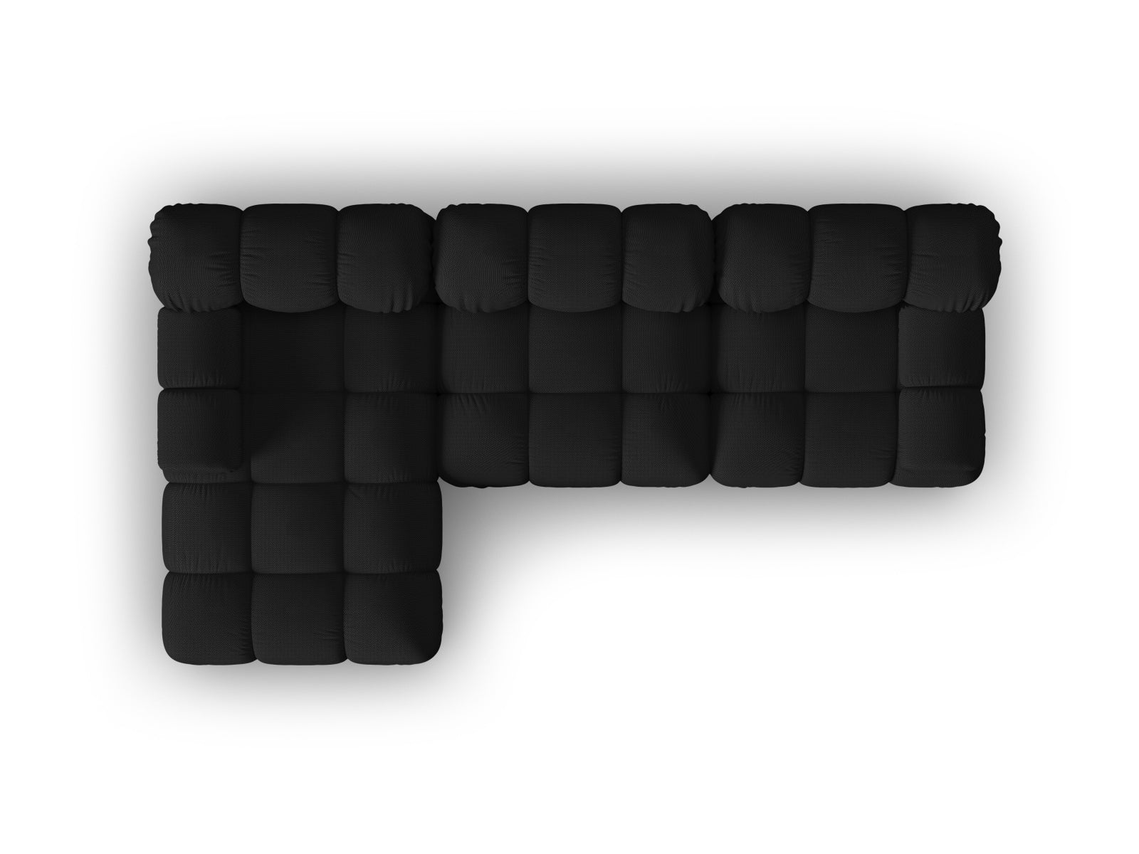 Modulares Bellis Ecksofa links, 4-Sitzer, 155 cm, in klassischem Schwarz, perfekt für moderne und gemütliche Wohnambiente.