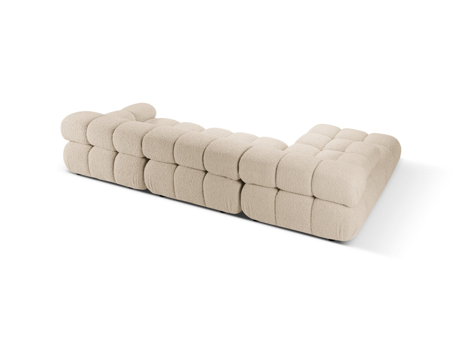 Modulares Bellis Boucle Ecksofa links, 4-Sitzer in sanftem Beige, perfekt für moderne Wohnkonzepte und gemütliche Entspannung.