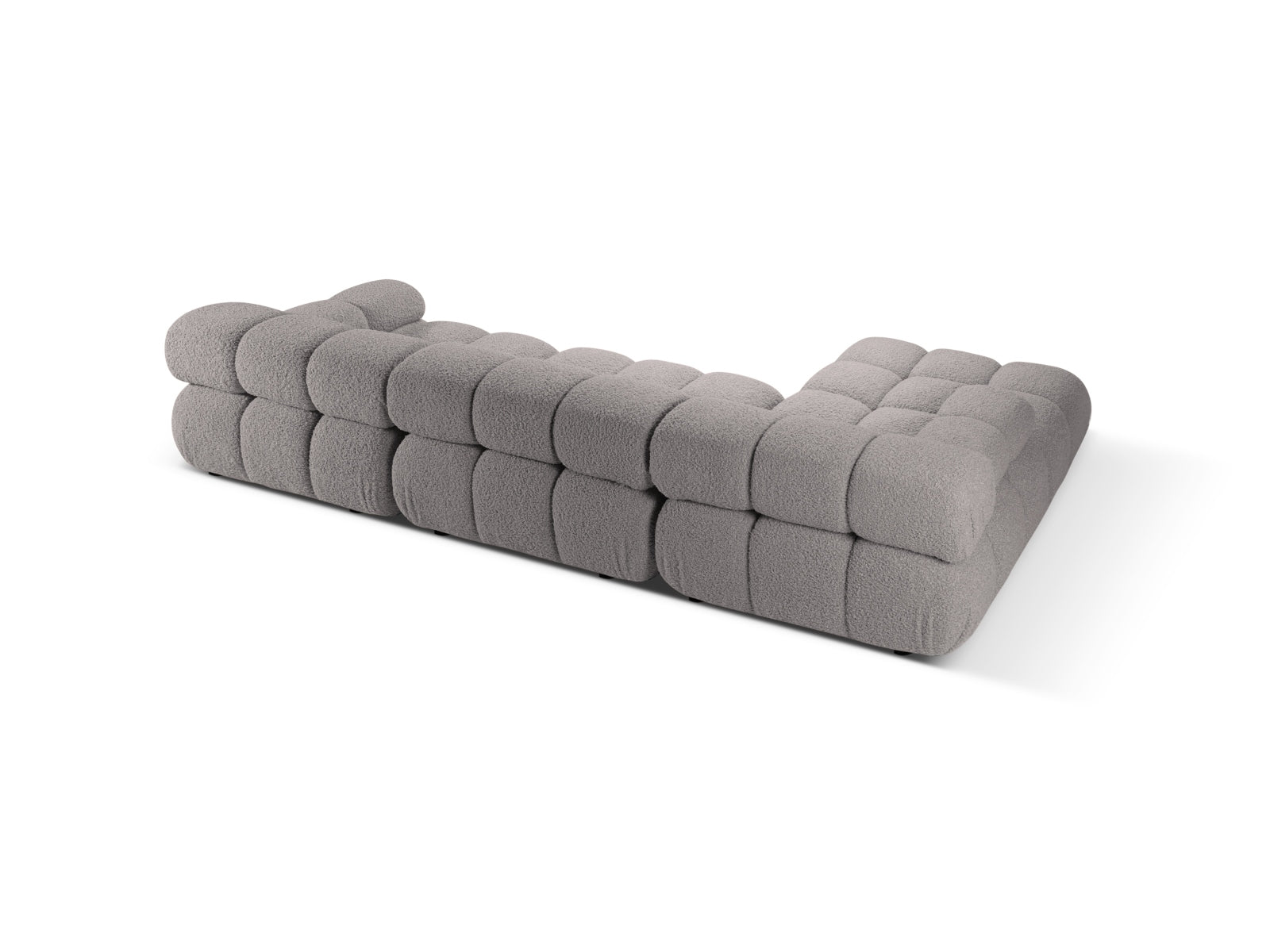 Modulares Bellis Boucle Ecksofa links, 4-Sitzer in sanftem Grau, perfekt für moderne Wohnkonzepte und gemütliche Entspannung.