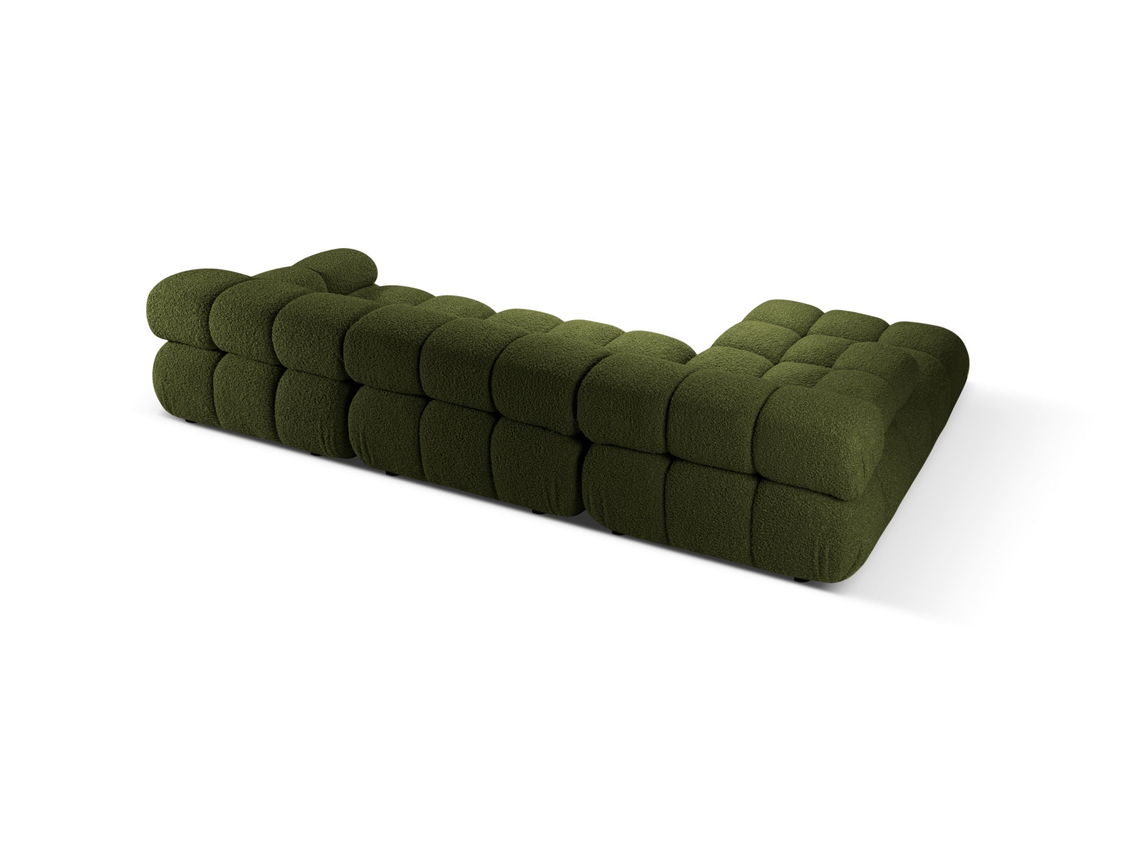 Modulares Bellis Boucle Ecksofa links, 4-Sitzer in ansprechendem Grünton, perfekt für stilvolle und gemütliche Wohnbereiche von Micadoni.