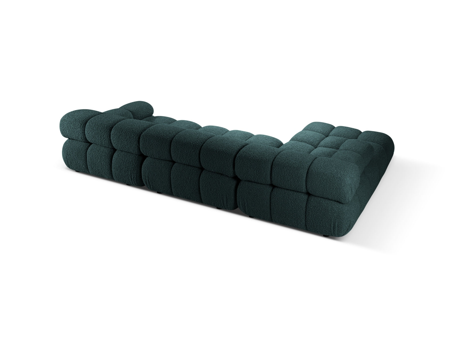 Modulares Bellis Boucle Ecksofa links, 4-Sitzer in trendigem Petrol, perfekt für stilvolle Wohnkonzepte und gemütliche Abende.