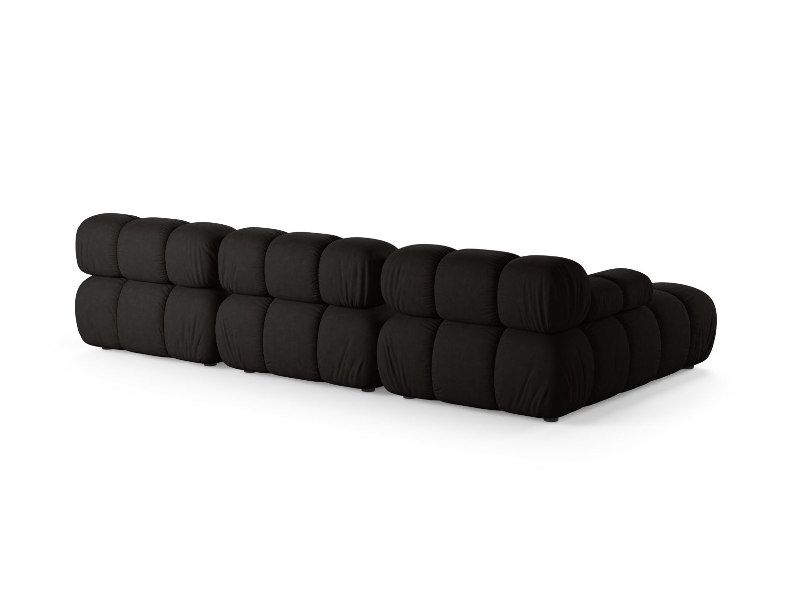 Elegantes 4-Sitzer Ecksofa links Bellis von Micadoni in klassischem Schwarz, ideal für moderne und gemütliche Wohnräume.