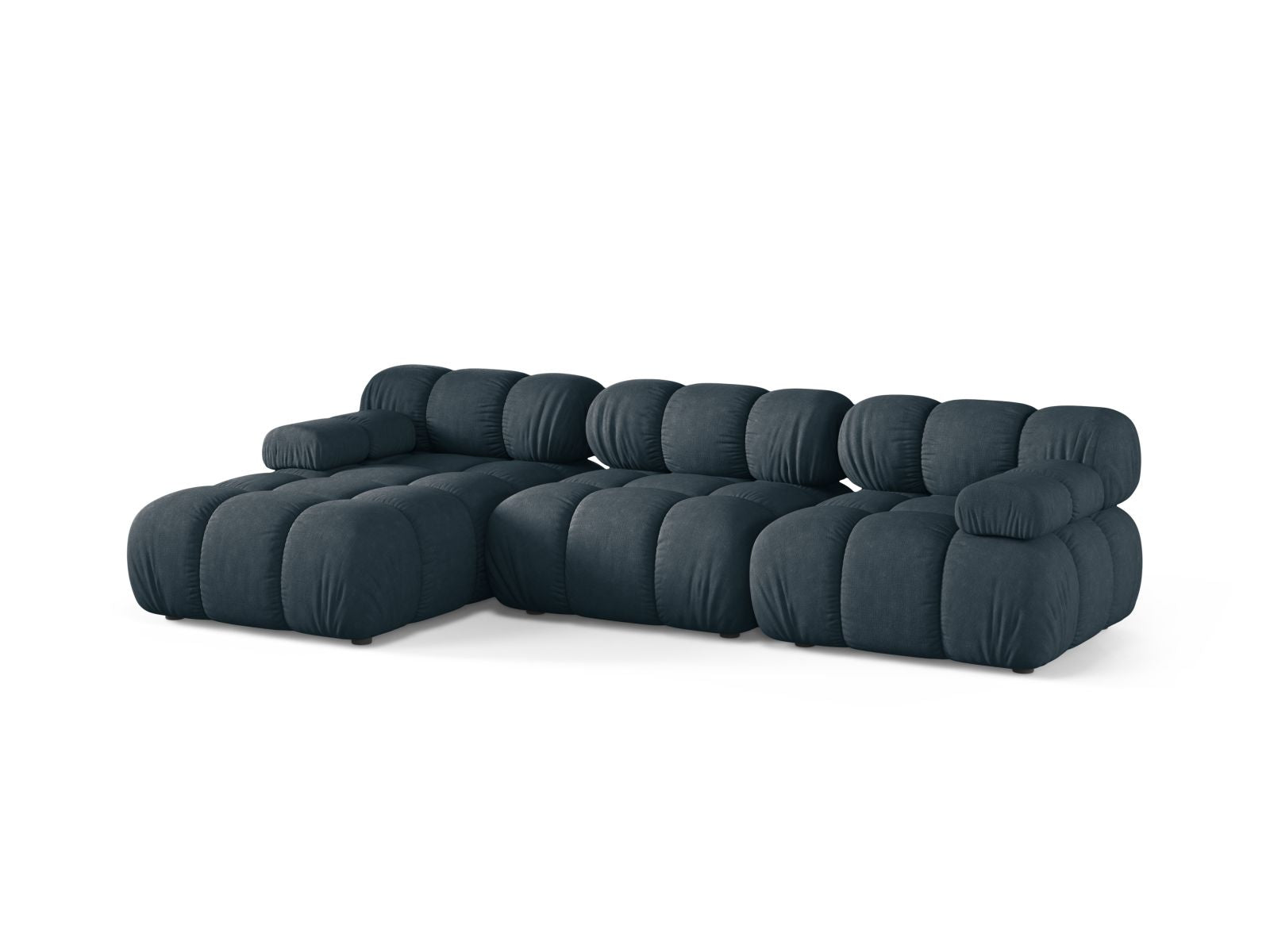 Modulares 4-Sitzer Ecksofa Bellis in tiefem Petrol, stilvoll und komfortabel, ideal für moderne Wohnräume, erhältlich bei KAQTU Design AG.
