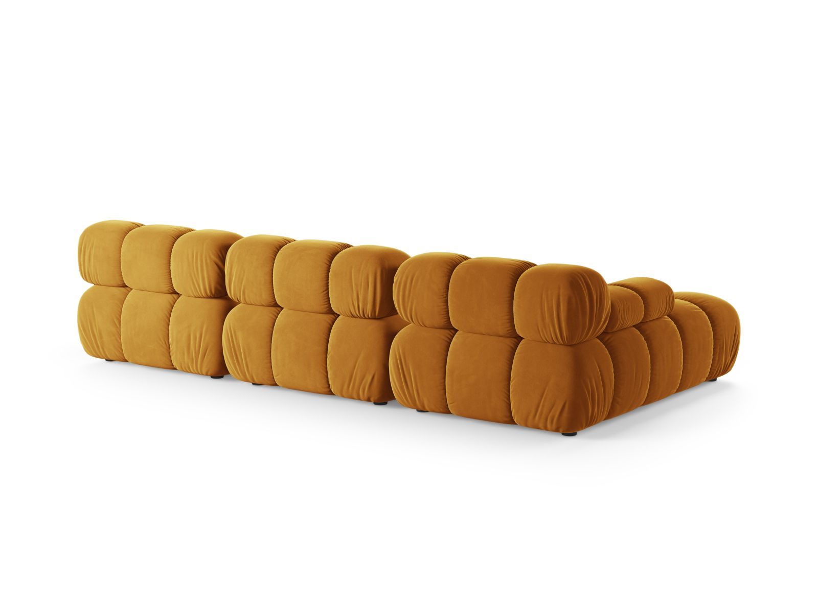 Modulares 4-Sitzer Ecksofa links Bellis in strahlendem Gelb, ideal für stilvolle Wohnräume und flexible Einrichtungsmöglichkeiten.