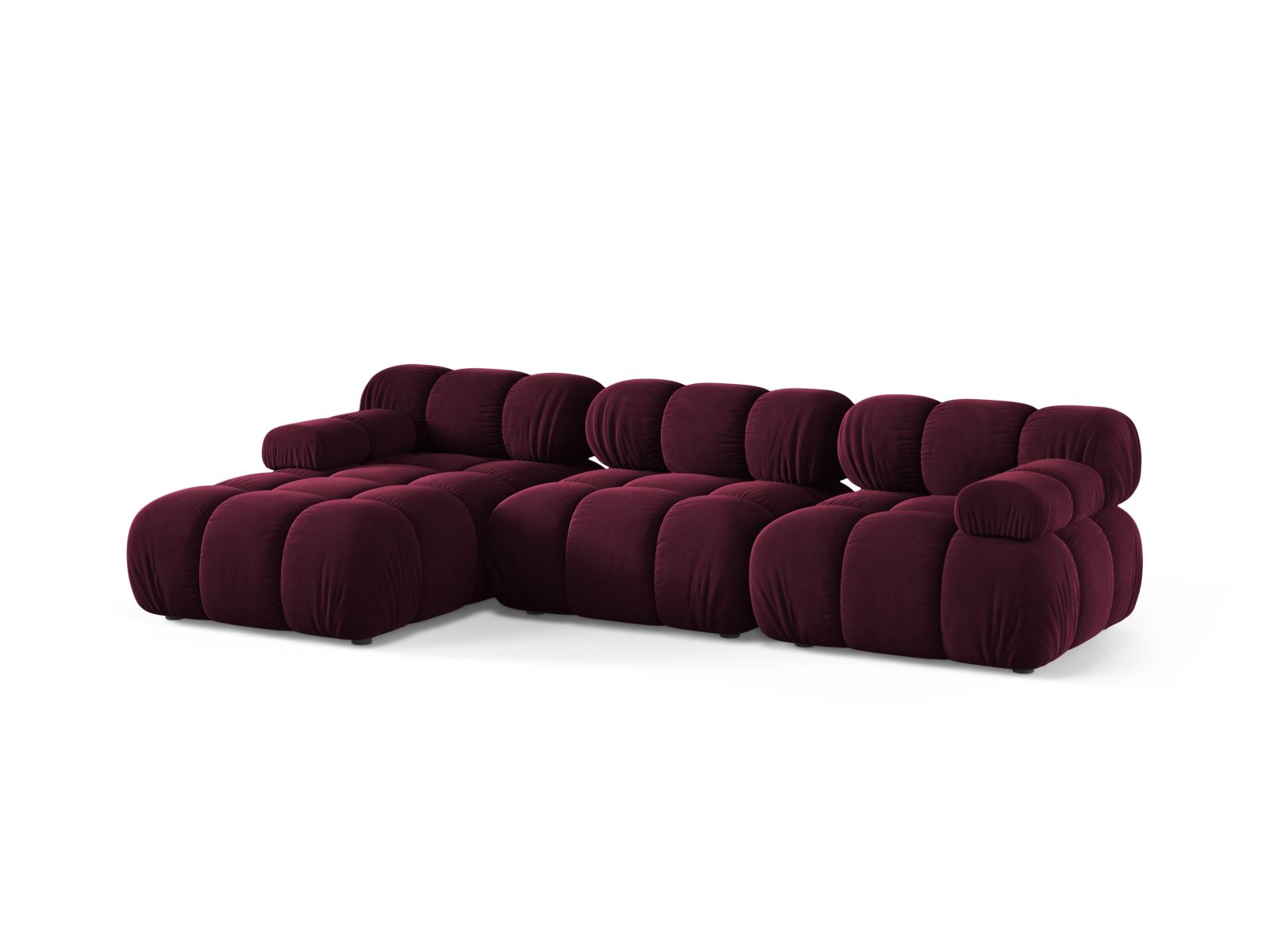 Elegantes 4-Sitzer Ecksofa links Bellis in Burgundy-Venus, ideal für stilvolle Wohnräume, präsentiert von Micadoni.