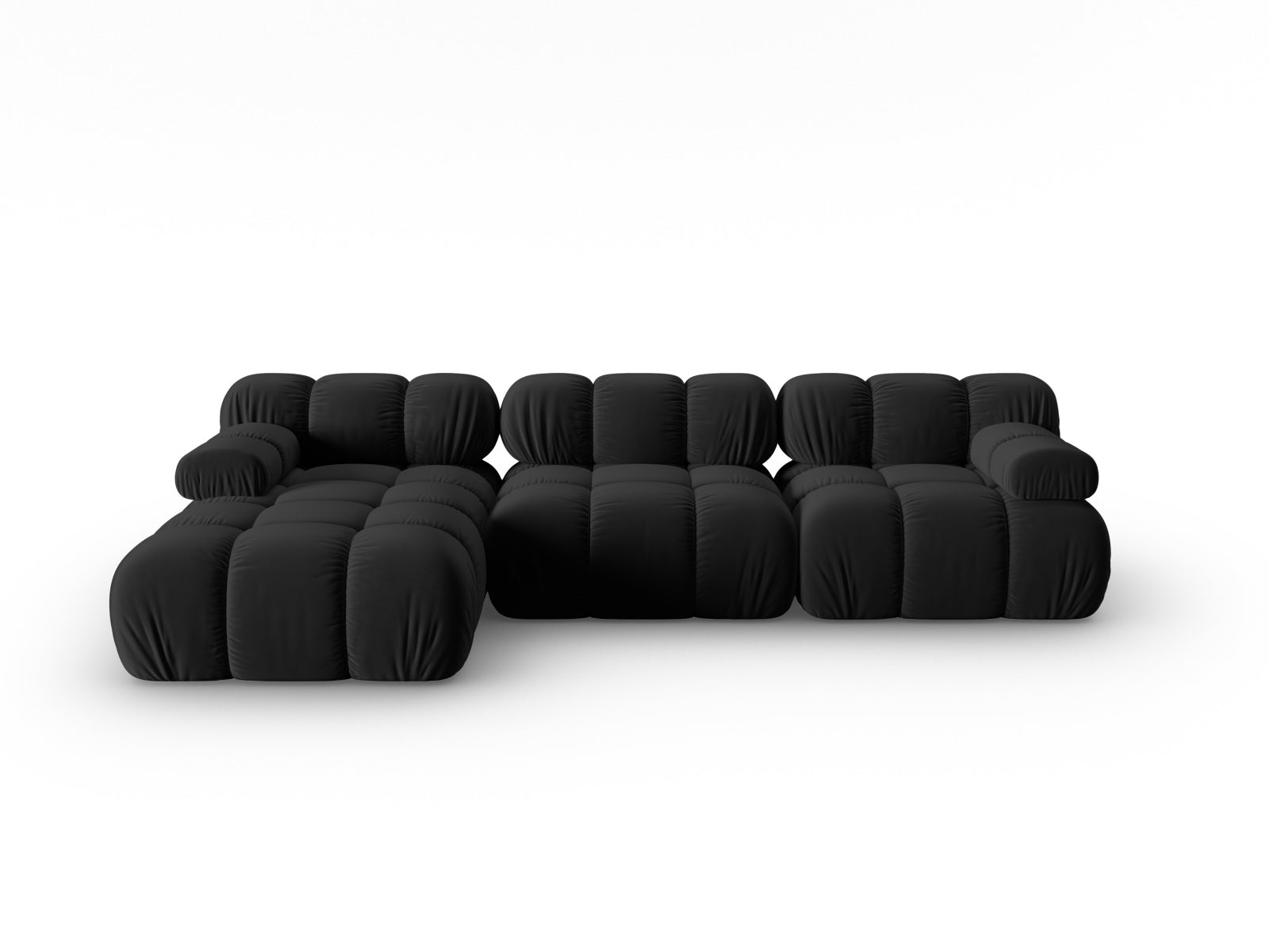 Bellis Velour modulares Ecksofa links 4 Sitzer 155cm in Black-Bluvel präsentiert im Onlineshop von KAQTU Design AG. L-Sofa links ist von Micadoni
