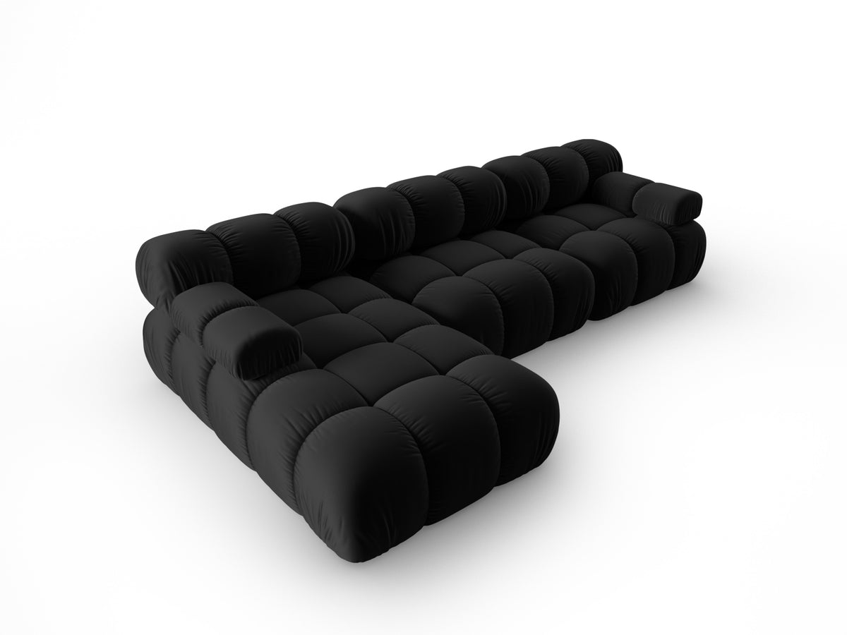 Bellis Velour modulares Ecksofa links 4 Sitzer 155cm in Black-Bluvel präsentiert im Onlineshop von KAQTU Design AG. L-Sofa links ist von Micadoni