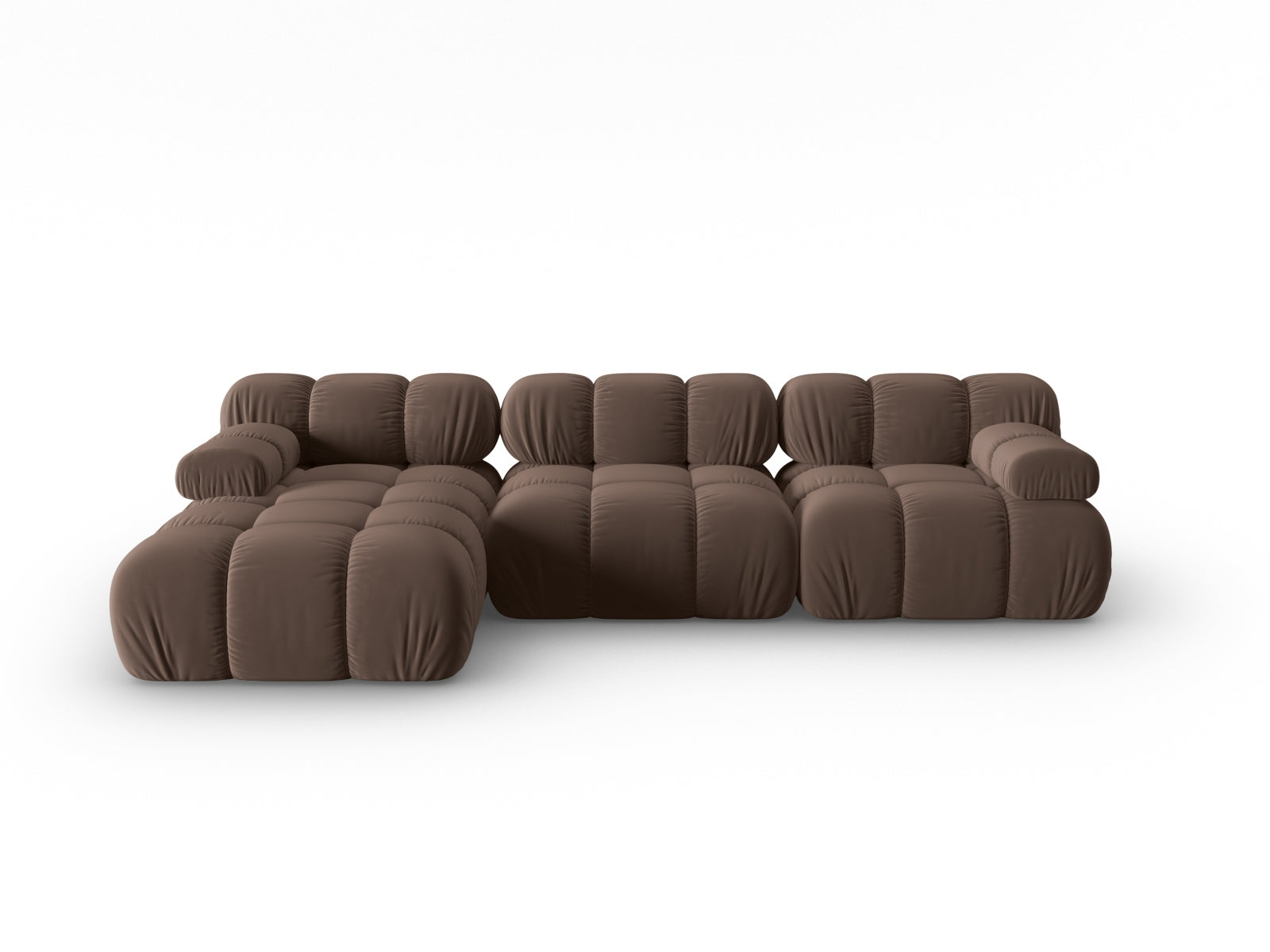 Bellis Velour modulares Ecksofa links 4 Sitzer 155cm in Dark Brown-Bluvel präsentiert im Onlineshop von KAQTU Design AG. L-Sofa links ist von Micadoni