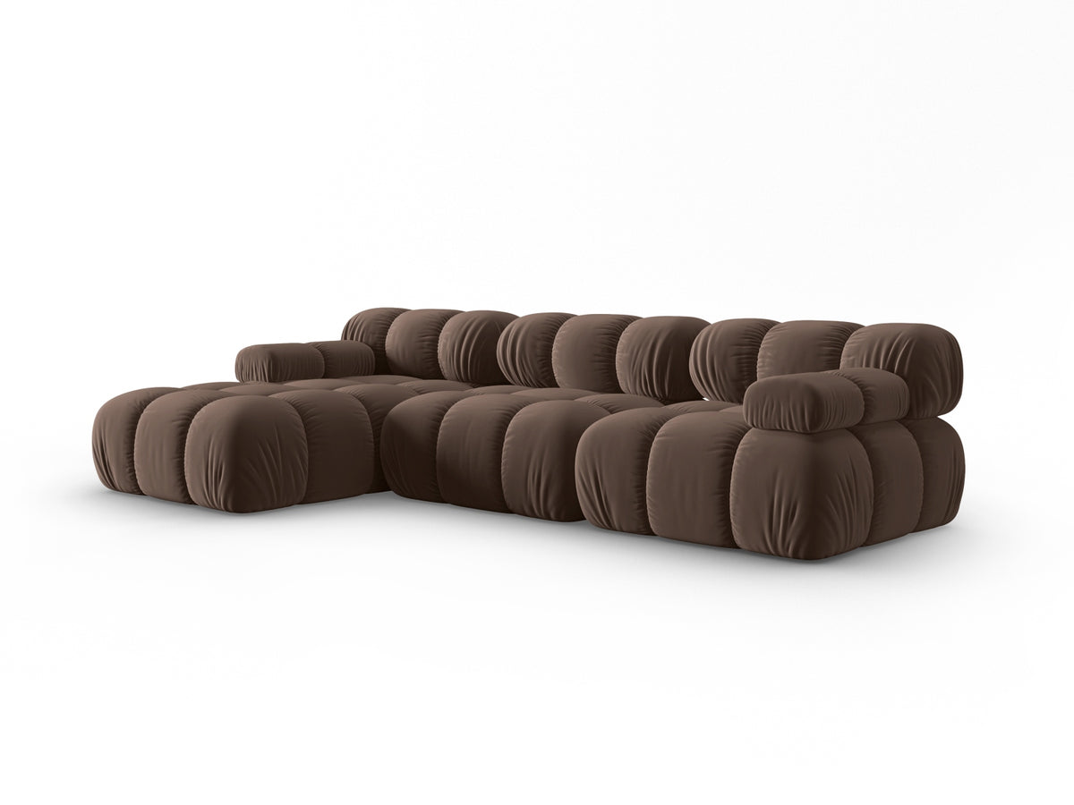 Bellis Velour modulares Ecksofa links 4 Sitzer 155cm in Dark Brown-Bluvel präsentiert im Onlineshop von KAQTU Design AG. L-Sofa links ist von Micadoni