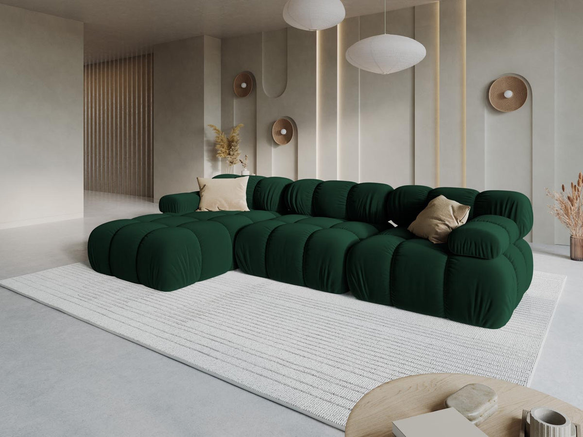 Bellis Velour modulares Ecksofa links 4 Sitzer 155cm in Bottle Green-Bluvel präsentiert im Onlineshop von KAQTU Design AG. L-Sofa links ist von Micadoni