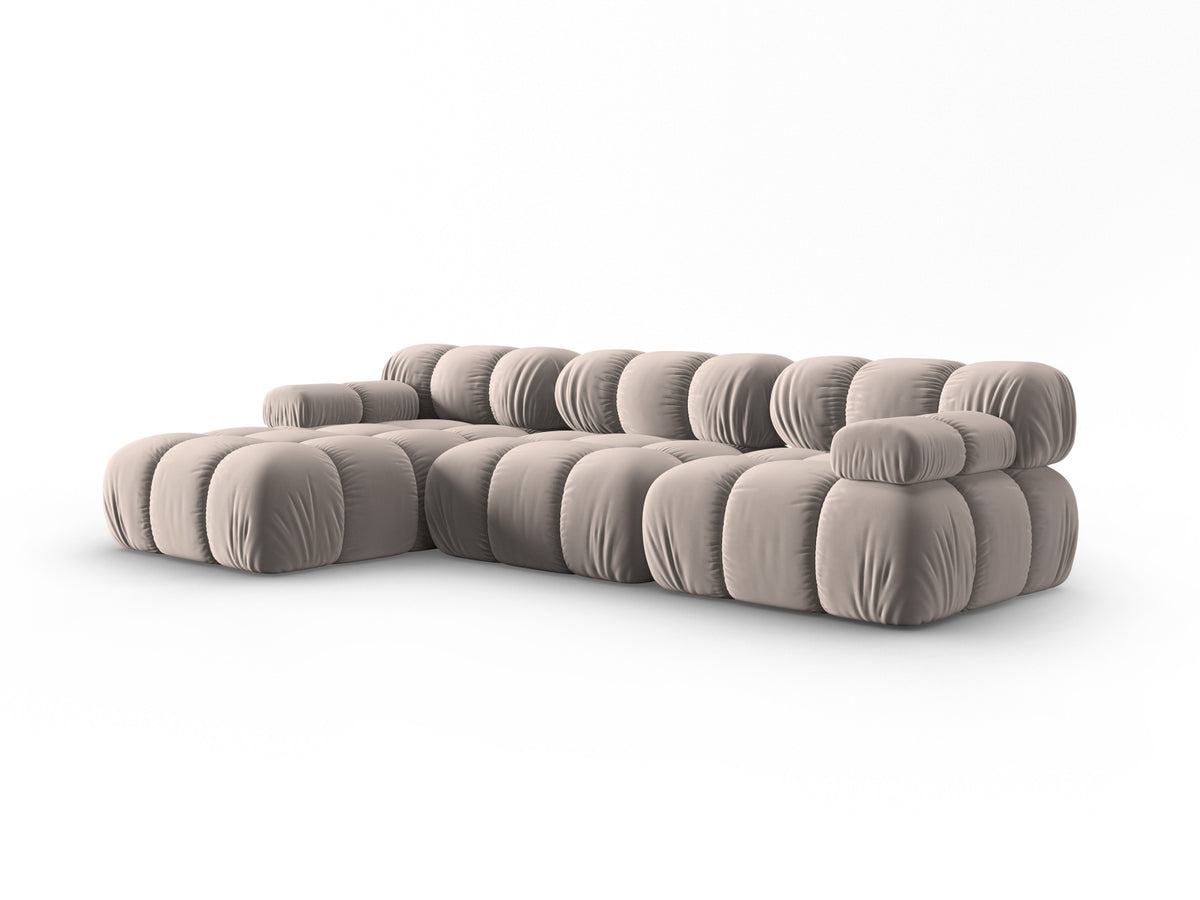 Bellis Velour modulares Ecksofa links 4 Sitzer 155cm in Cappuccino-Bluvel präsentiert im Onlineshop von KAQTU Design AG. Ecksofa links ist von Micadoni