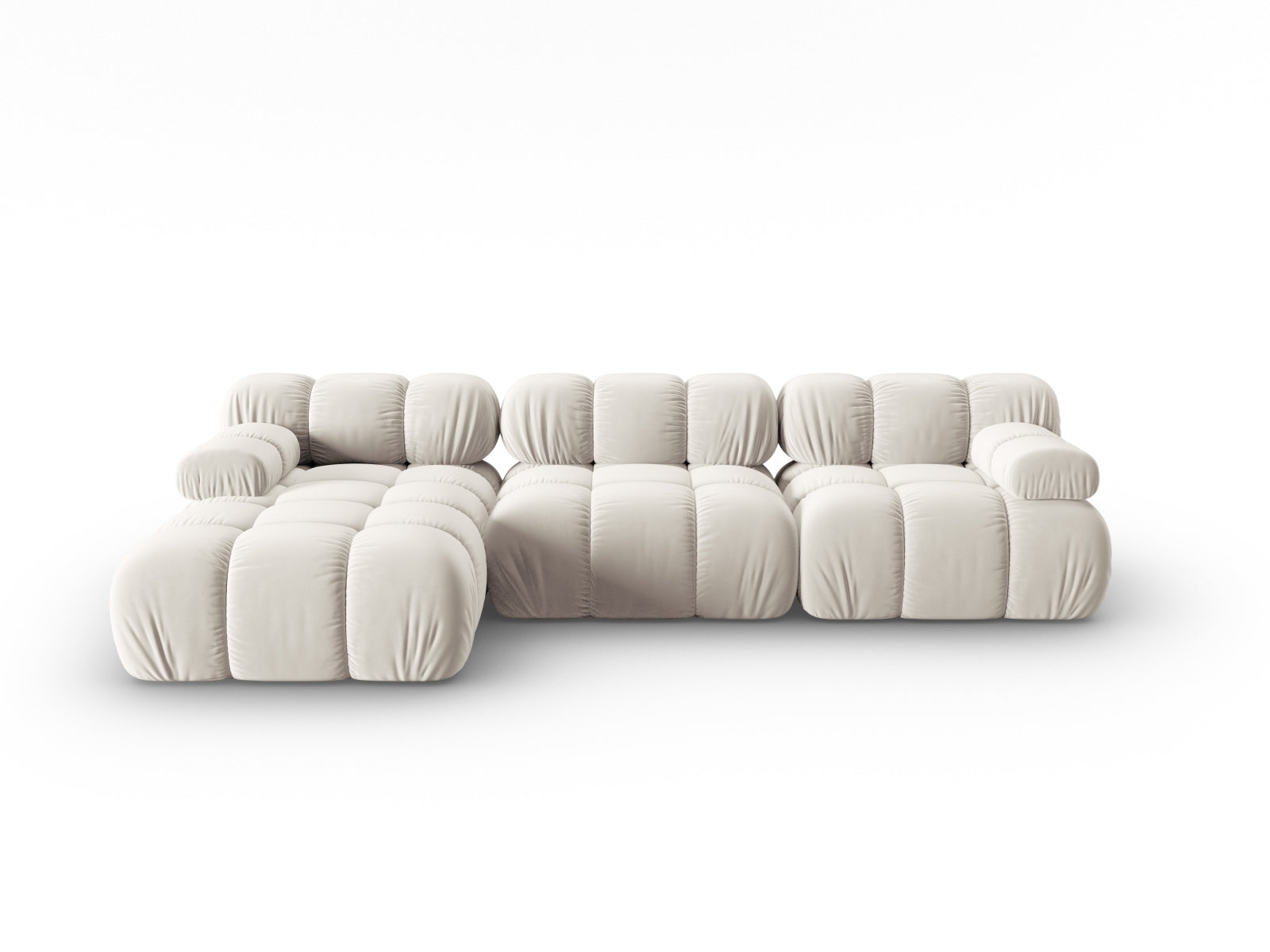 Bellis Velour modulares Ecksofa links 4 Sitzer 155cm in Dark Beige-Bluvel präsentiert im Onlineshop von KAQTU Design AG. L-Sofa links ist von Micadoni