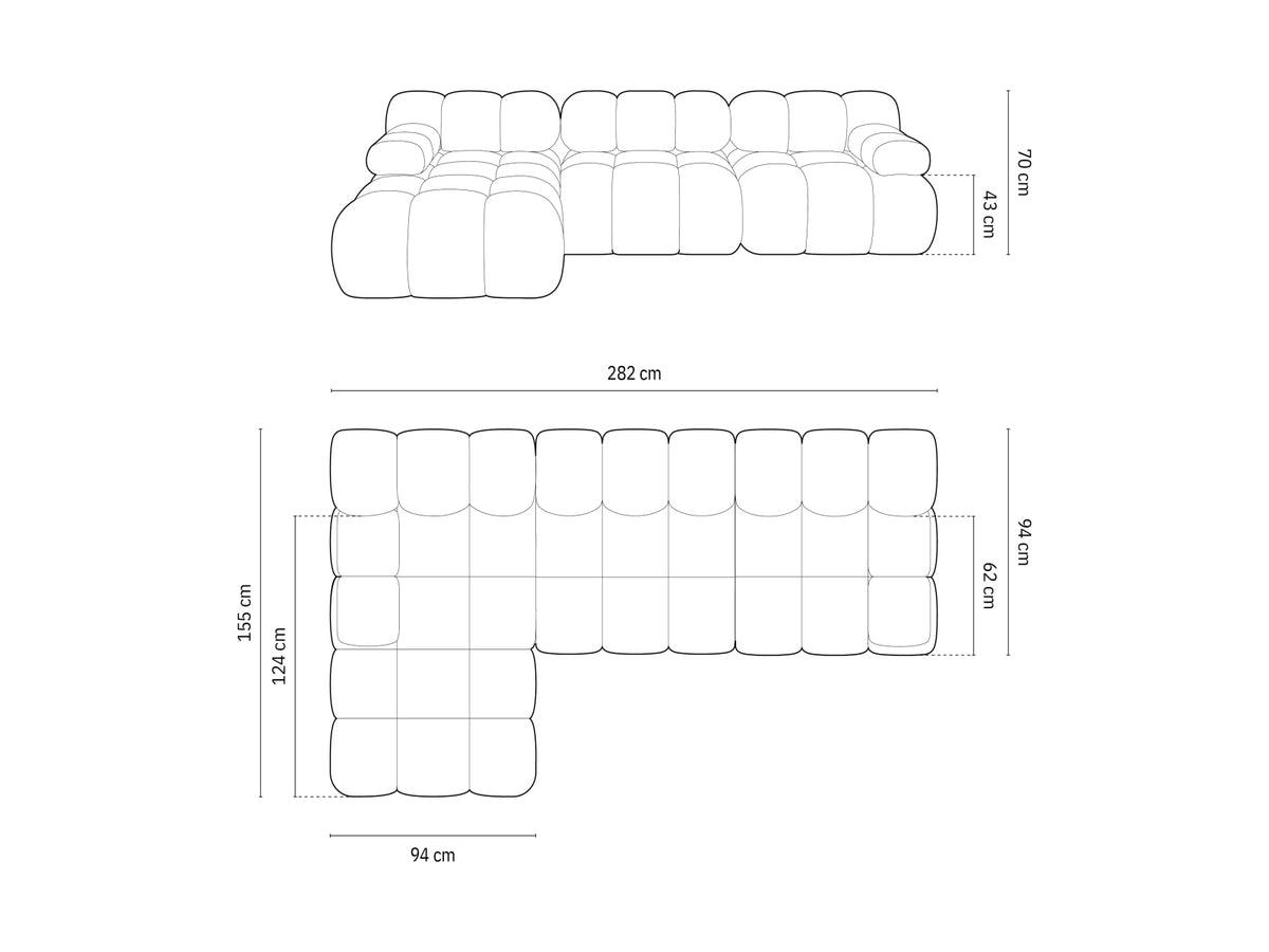 Bellis Velour modulares Ecksofa links 4 Sitzer 155cm in Dark Beige-Bluvel präsentiert im Onlineshop von KAQTU Design AG. L-Sofa links ist von Micadoni