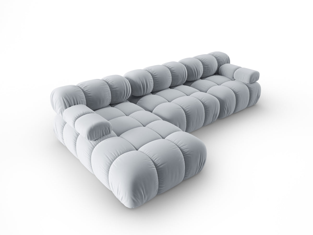 Bellis Velour modulares Ecksofa links 4 Sitzer 155cm in Light Blue-Bluvel präsentiert im Onlineshop von KAQTU Design AG. Ecksofa links ist von Micadoni
