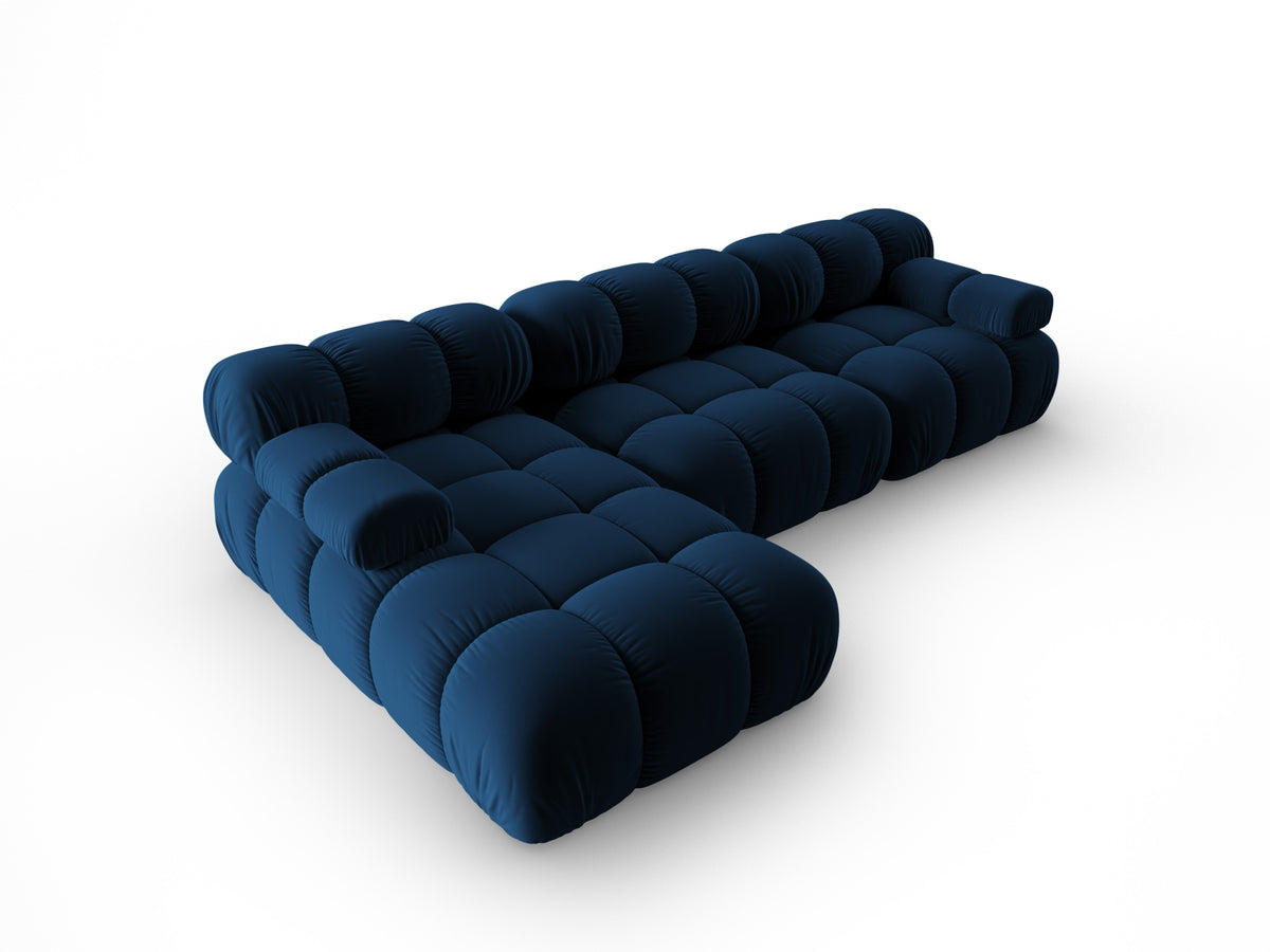 Bellis Velour modulares Ecksofa links 4 Sitzer 155cm in Royal Blue-Bluvel präsentiert im Onlineshop von KAQTU Design AG. L-Sofa links ist von Micadoni
