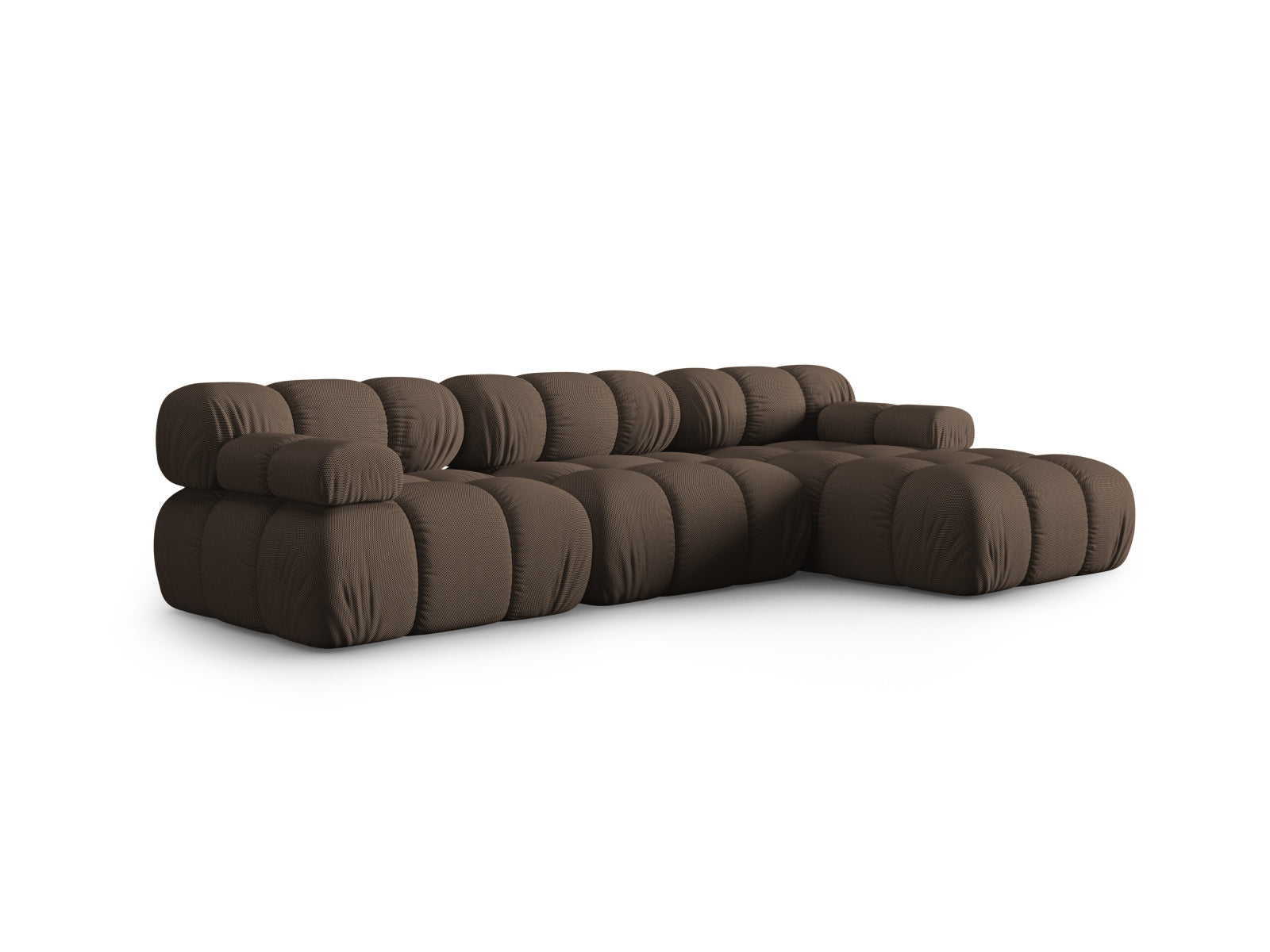 Elegantes Bellis Ecksofa in Braun, 4-Sitzer, modulare Bauweise, ideal für stilvolle Wohnräume, präsentiert von KAQTU Design AG.