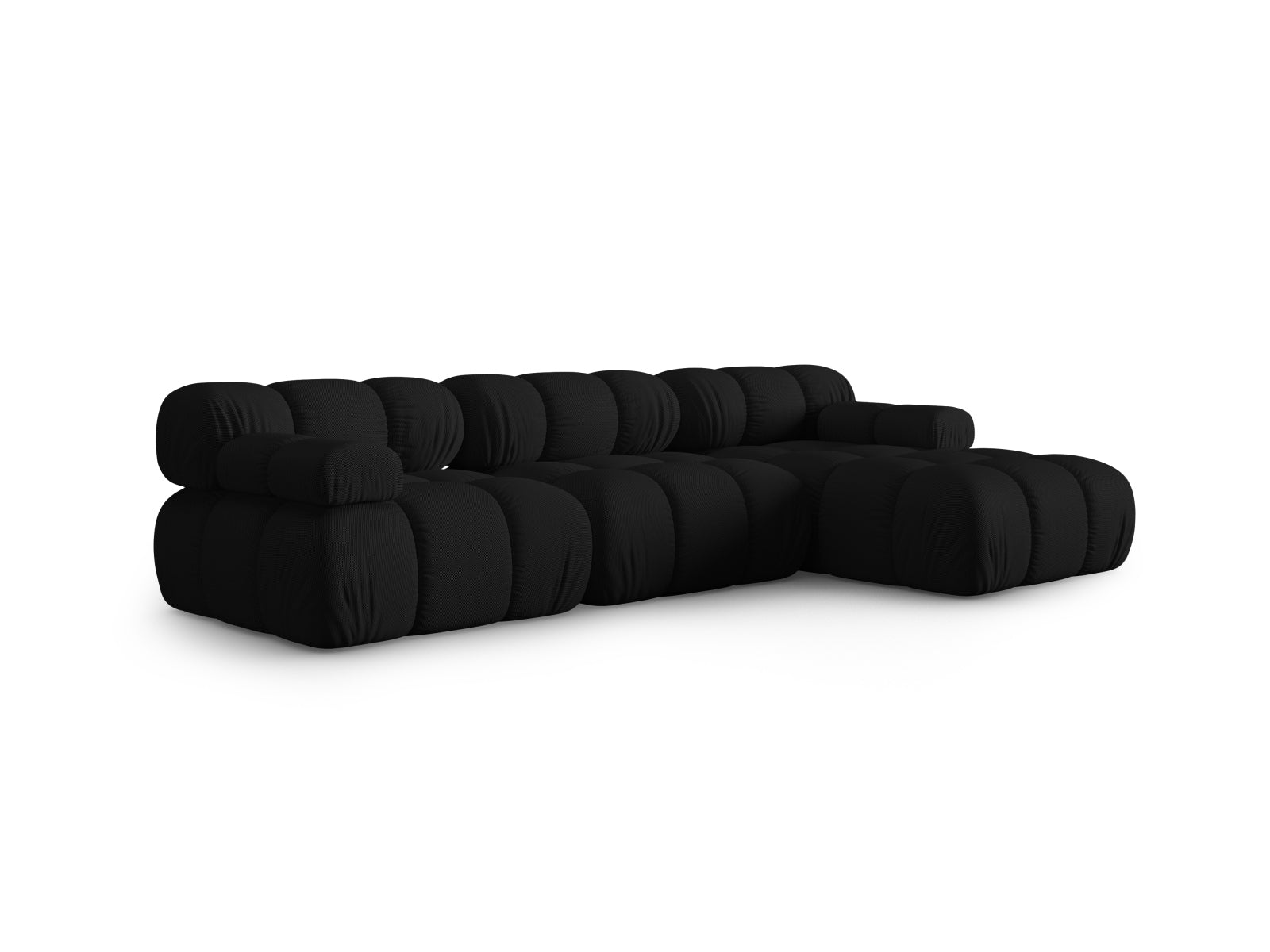 Elegantes Bellis Ecksofa in Schwarz, 4-Sitzer, 155 cm, ideal für moderne Wohnräume, erhältlich bei KAQTU Design AG.