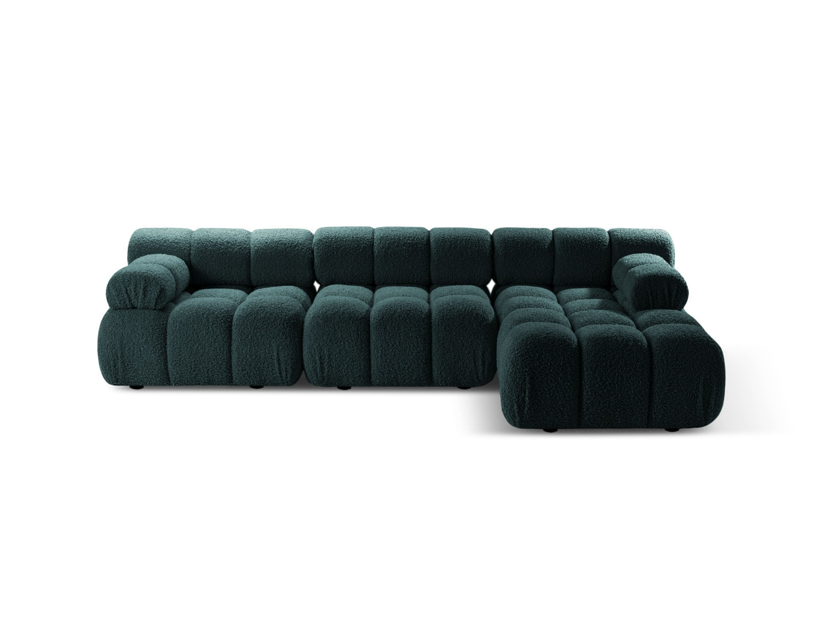 Bellis Boucle modulares Ecksofa rechts 4 Sitzer 155cm in Petrol-Rolf präsentiert im Onlineshop von KAQTU Design AG. L-Sofa rechts ist von Micadoni