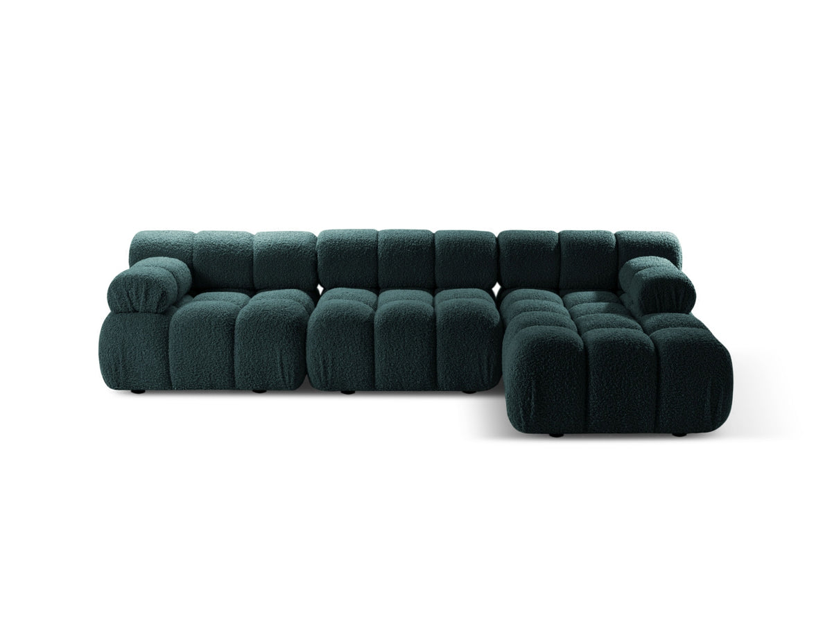Bellis Boucle modulares Ecksofa rechts 4 Sitzer 155cm in Petrol-Rolf präsentiert im Onlineshop von KAQTU Design AG. L-Sofa rechts ist von Micadoni
