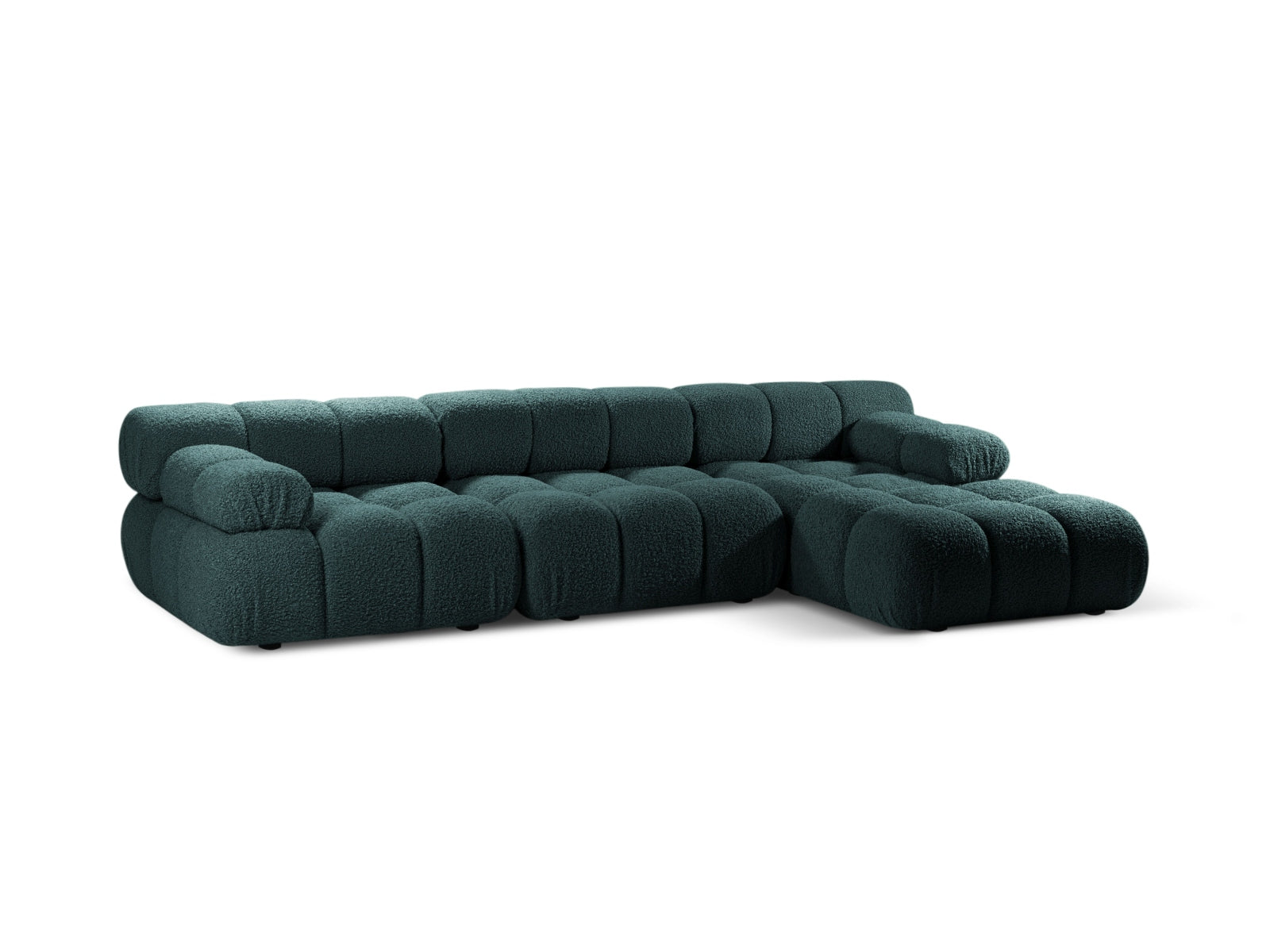 Bellis Boucle modulares Ecksofa rechts 4 Sitzer 155cm in Petrol-Rolf präsentiert im Onlineshop von KAQTU Design AG. L-Sofa rechts ist von Micadoni