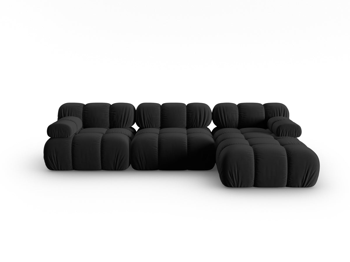 Bellis Velour modulares Ecksofa rechts 4 Sitzer 155cm in Black-Bluvel präsentiert im Onlineshop von KAQTU Design AG. L-Sofa rechts ist von Micadoni