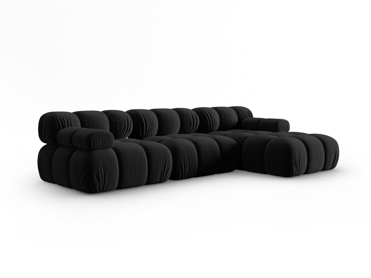 Bellis Velour modulares Ecksofa rechts 4 Sitzer 155cm in Black-Bluvel präsentiert im Onlineshop von KAQTU Design AG. L-Sofa rechts ist von Micadoni