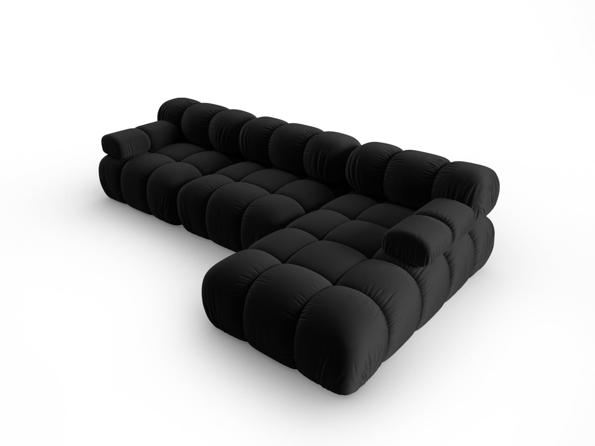 Bellis Velour modulares Ecksofa rechts 4 Sitzer 155cm in Black-Bluvel präsentiert im Onlineshop von KAQTU Design AG. L-Sofa rechts ist von Micadoni