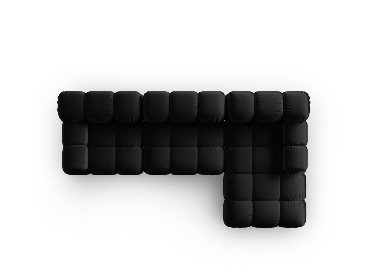 Bellis Velour modulares Ecksofa rechts 4 Sitzer 155cm in Black-Bluvel präsentiert im Onlineshop von KAQTU Design AG. L-Sofa rechts ist von Micadoni