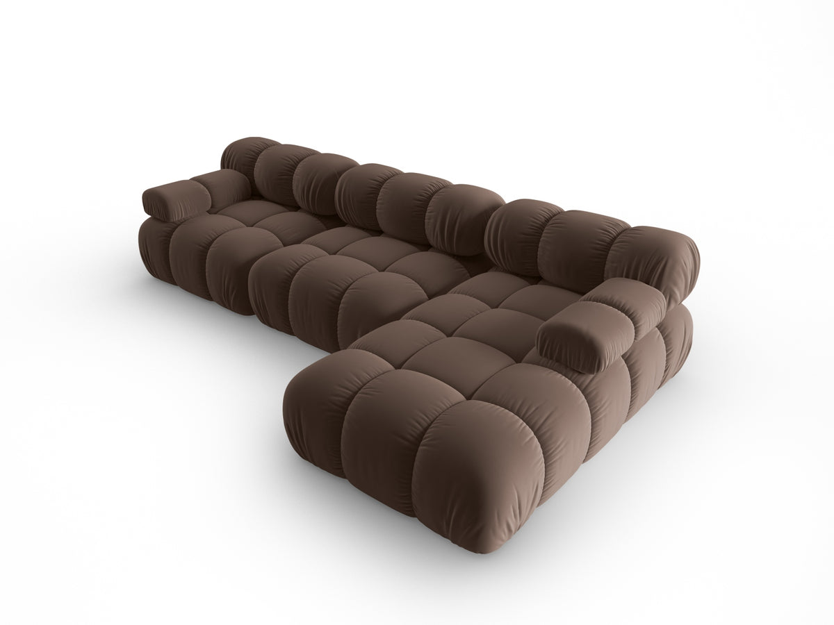 Bellis Velour modulares Ecksofa rechts 4 Sitzer 155cm in Dark Brown-Bluvel präsentiert im Onlineshop von KAQTU Design AG. L-Sofa rechts ist von Micadoni