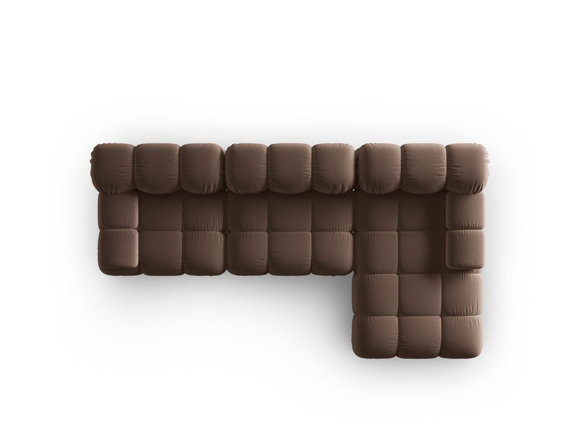 Bellis Velour modulares Ecksofa rechts 4 Sitzer 155cm in Dark Brown-Bluvel präsentiert im Onlineshop von KAQTU Design AG. L-Sofa rechts ist von Micadoni