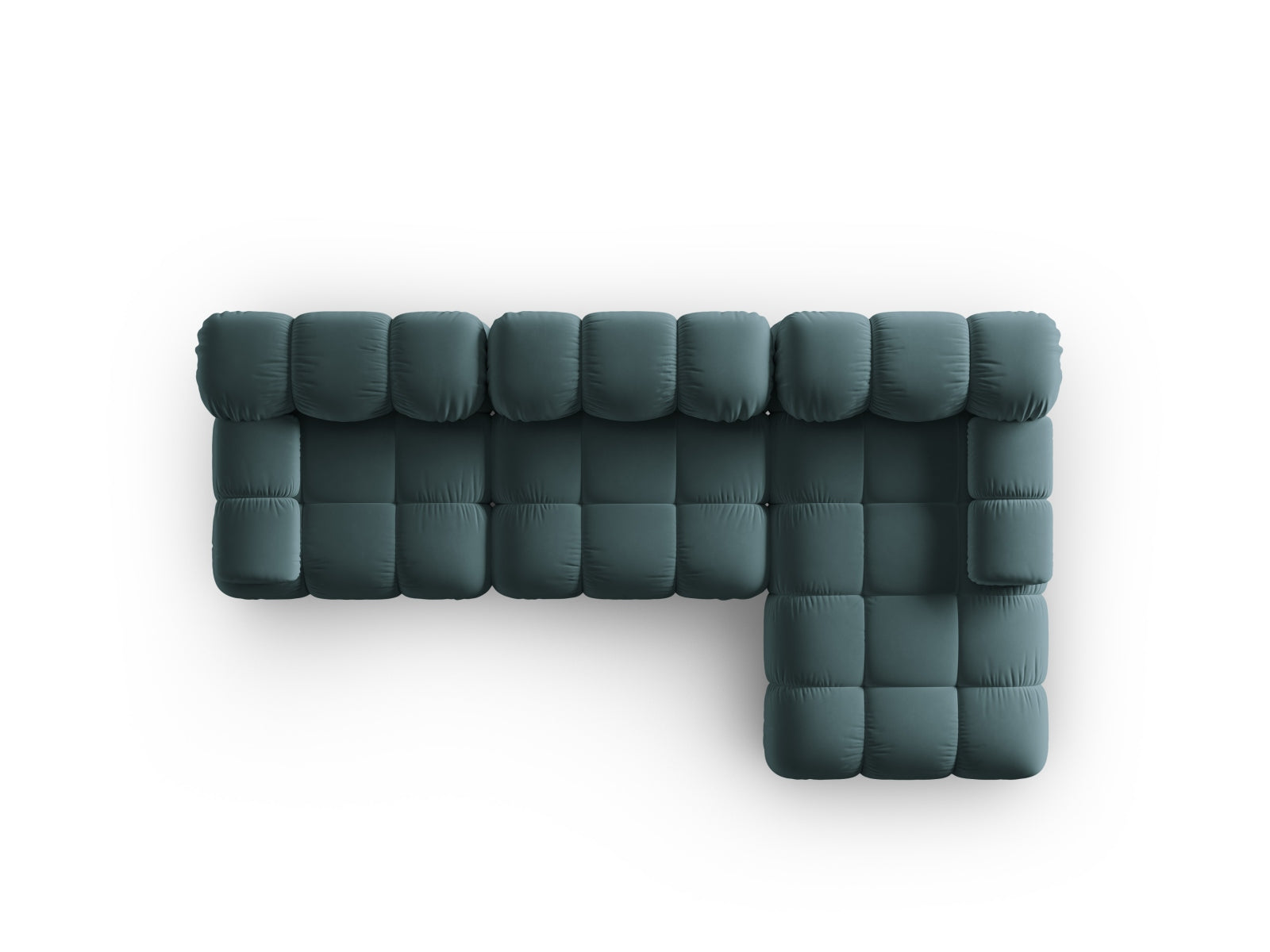 Elegantes modulares Ecksofa Bellis in sanftem Türkis, 4-Sitzer, ideal für stilvolle Wohnräume und gemütliche Zusammenkünfte.