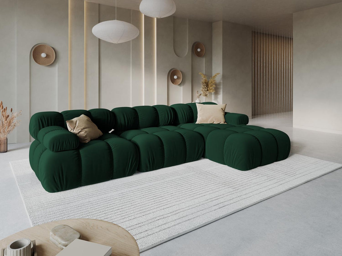 Bellis Velour modulares Ecksofa rechts 4 Sitzer 155cm in Bottle Green-Bluvel präsentiert im Onlineshop von KAQTU Design AG. L-Sofa rechts ist von Micadoni
