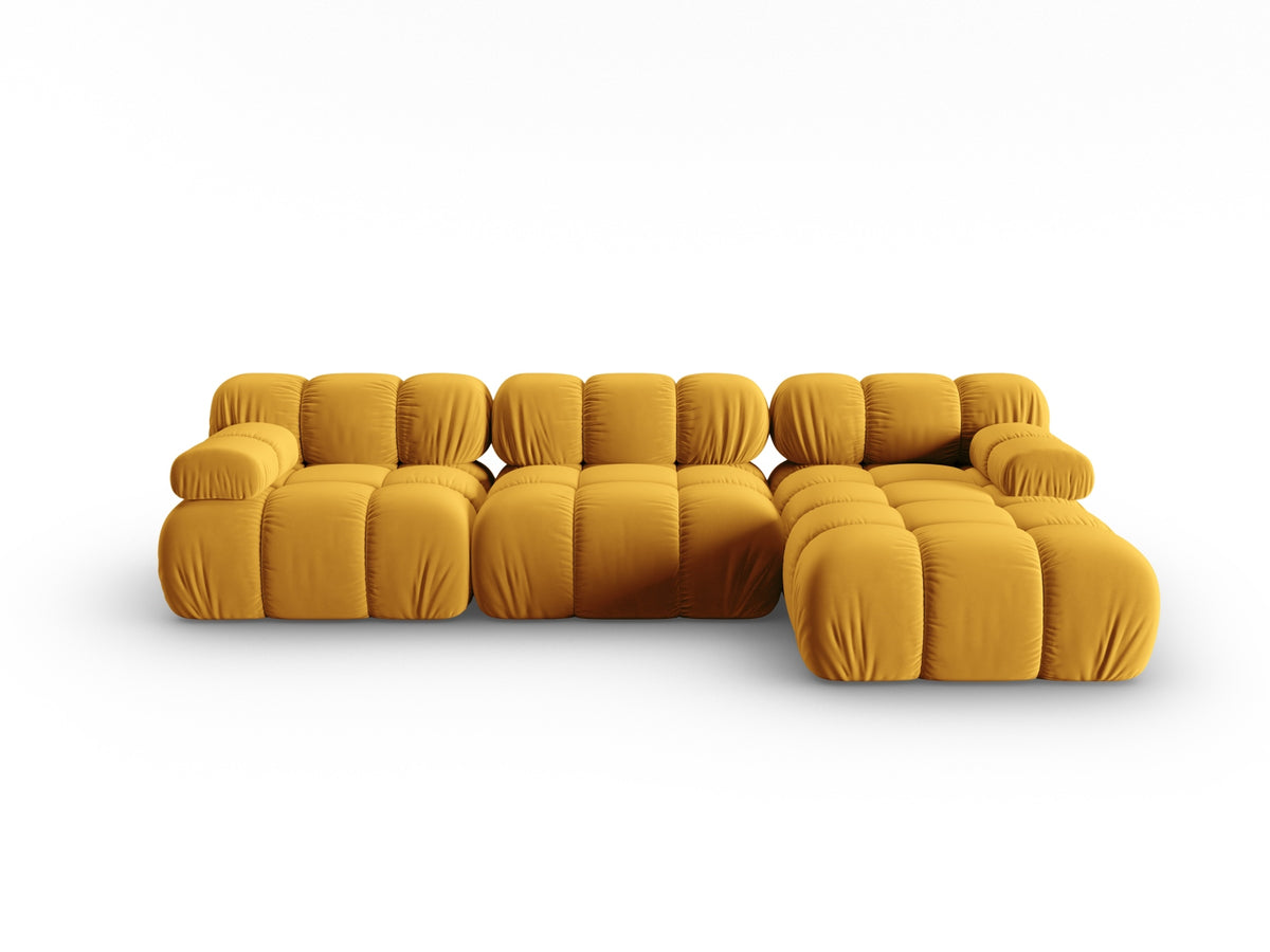 Bellis Velour modulares Ecksofa rechts 4 Sitzer 155cm in Yellow-Bluvel präsentiert im Onlineshop von KAQTU Design AG. L-Sofa rechts ist von Micadoni