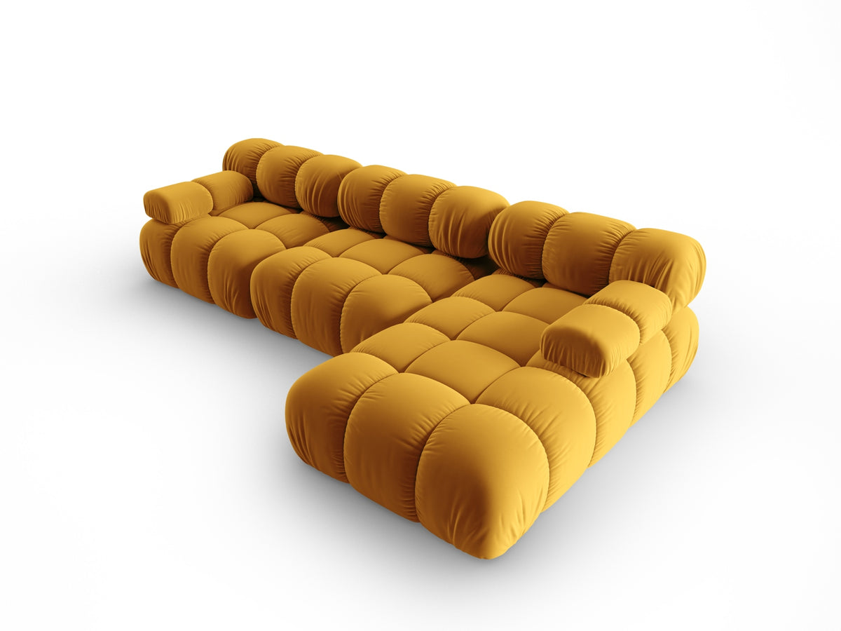 Bellis Velour modulares Ecksofa rechts 4 Sitzer 155cm in Yellow-Bluvel präsentiert im Onlineshop von KAQTU Design AG. L-Sofa rechts ist von Micadoni