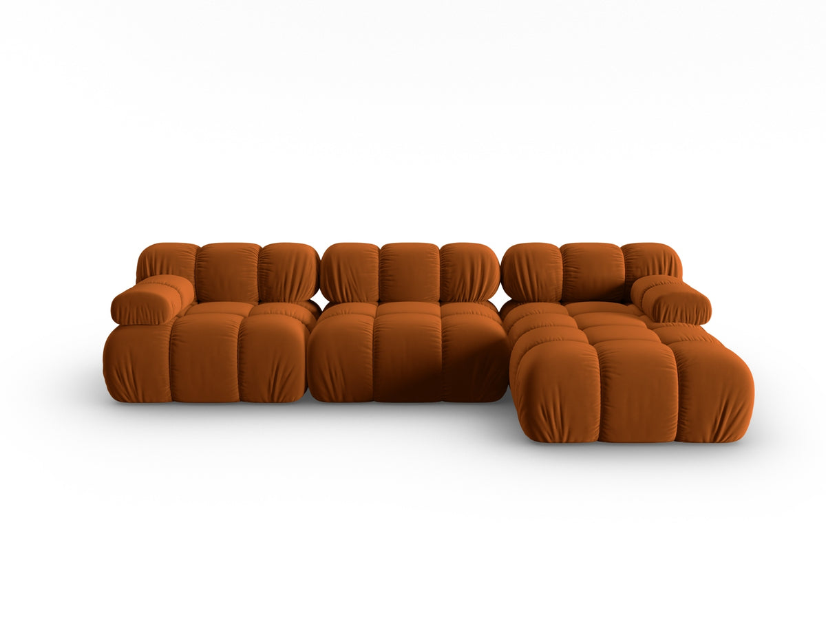 Bellis Velour modulares Ecksofa rechts 4 Sitzer 155cm in Terracotta-Bluvel präsentiert im Onlineshop von KAQTU Design AG. L-Sofa rechts ist von Micadoni