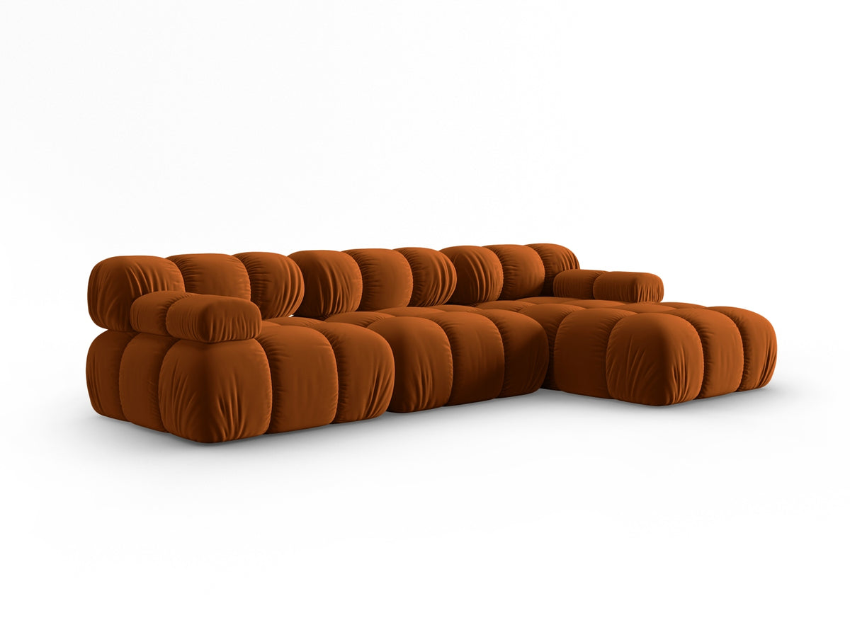 Bellis Velour modulares Ecksofa rechts 4 Sitzer 155cm in Terracotta-Bluvel präsentiert im Onlineshop von KAQTU Design AG. L-Sofa rechts ist von Micadoni