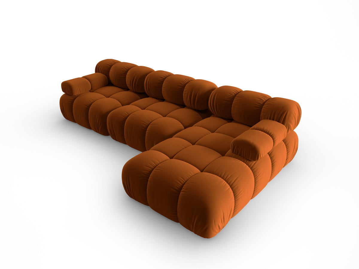 Bellis Velour modulares Ecksofa rechts 4 Sitzer 155cm in Terracotta-Bluvel präsentiert im Onlineshop von KAQTU Design AG. L-Sofa rechts ist von Micadoni
