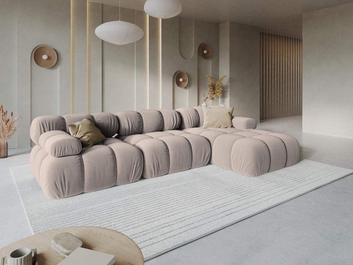 Bellis Velour modulares Ecksofa rechts 4 Sitzer 155cm in Cappuccino-Bluvel präsentiert im Onlineshop von KAQTU Design AG. Ecksofa rechts ist von Micadoni