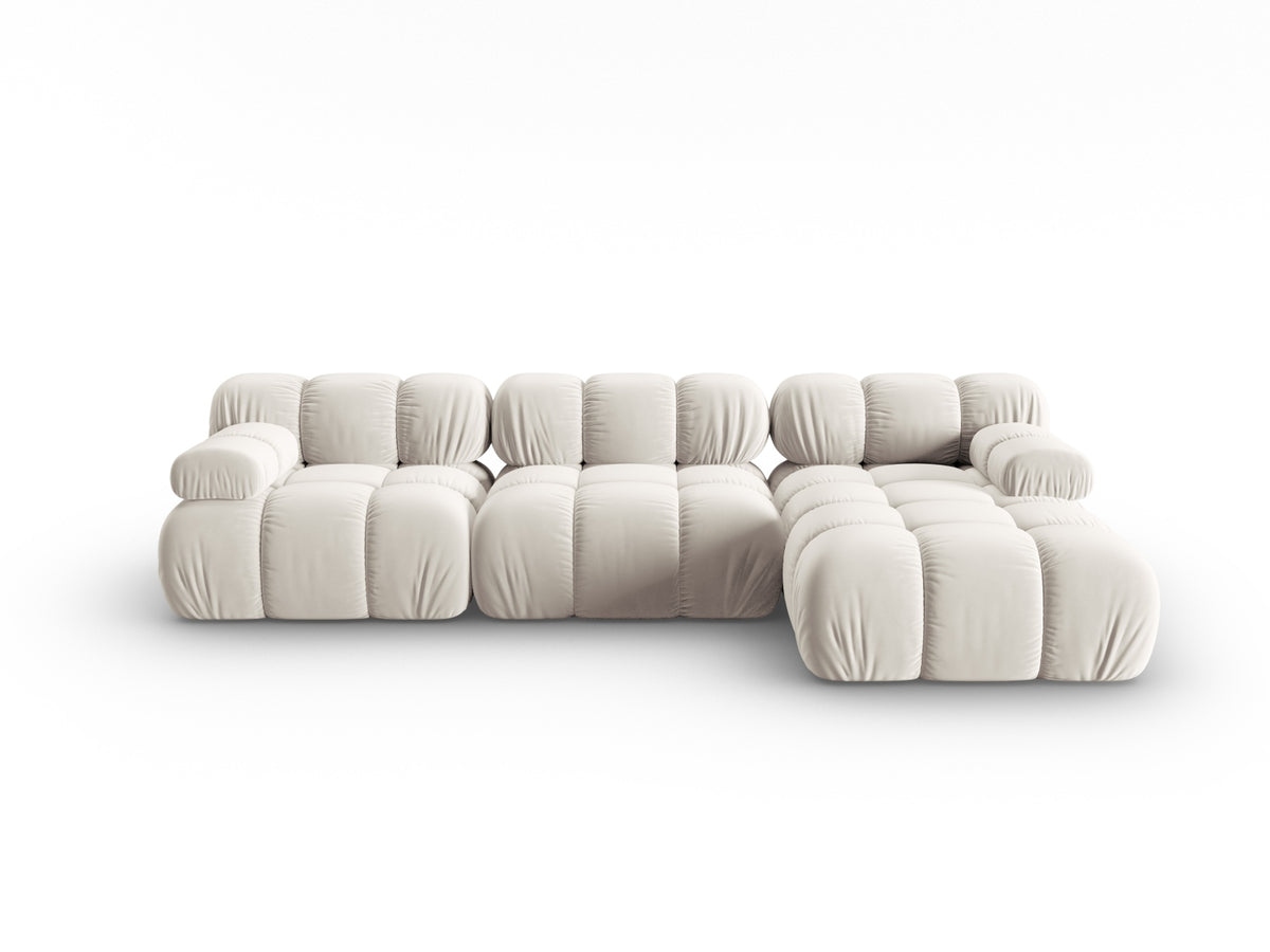Bellis Velour modulares Ecksofa rechts 4 Sitzer 155cm in Dark Beige-Bluvel präsentiert im Onlineshop von KAQTU Design AG. L-Sofa rechts ist von Micadoni