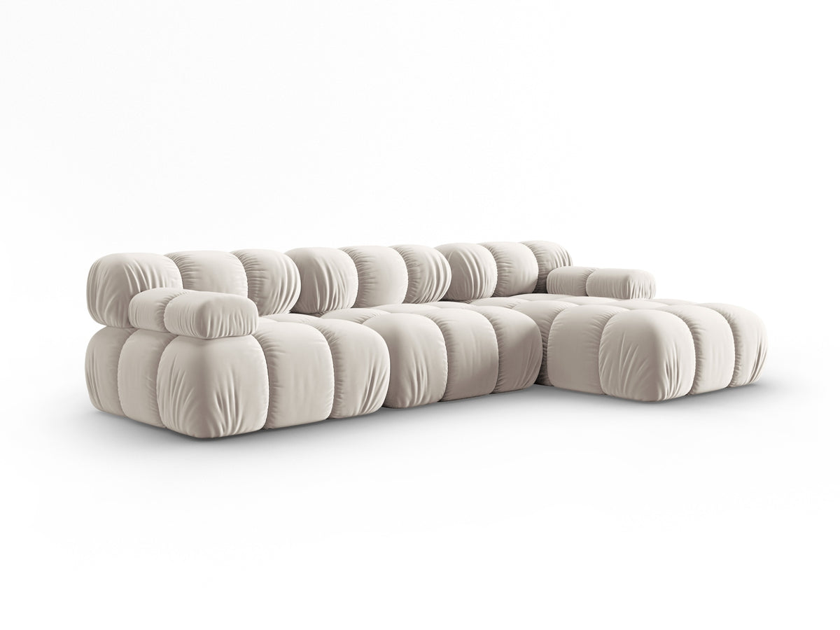 Bellis Velour modulares Ecksofa rechts 4 Sitzer 155cm in Dark Beige-Bluvel präsentiert im Onlineshop von KAQTU Design AG. L-Sofa rechts ist von Micadoni