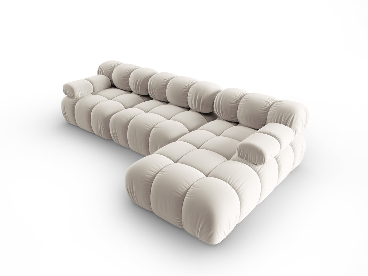 Bellis Velour modulares Ecksofa rechts 4 Sitzer 155cm in Dark Beige-Bluvel präsentiert im Onlineshop von KAQTU Design AG. L-Sofa rechts ist von Micadoni