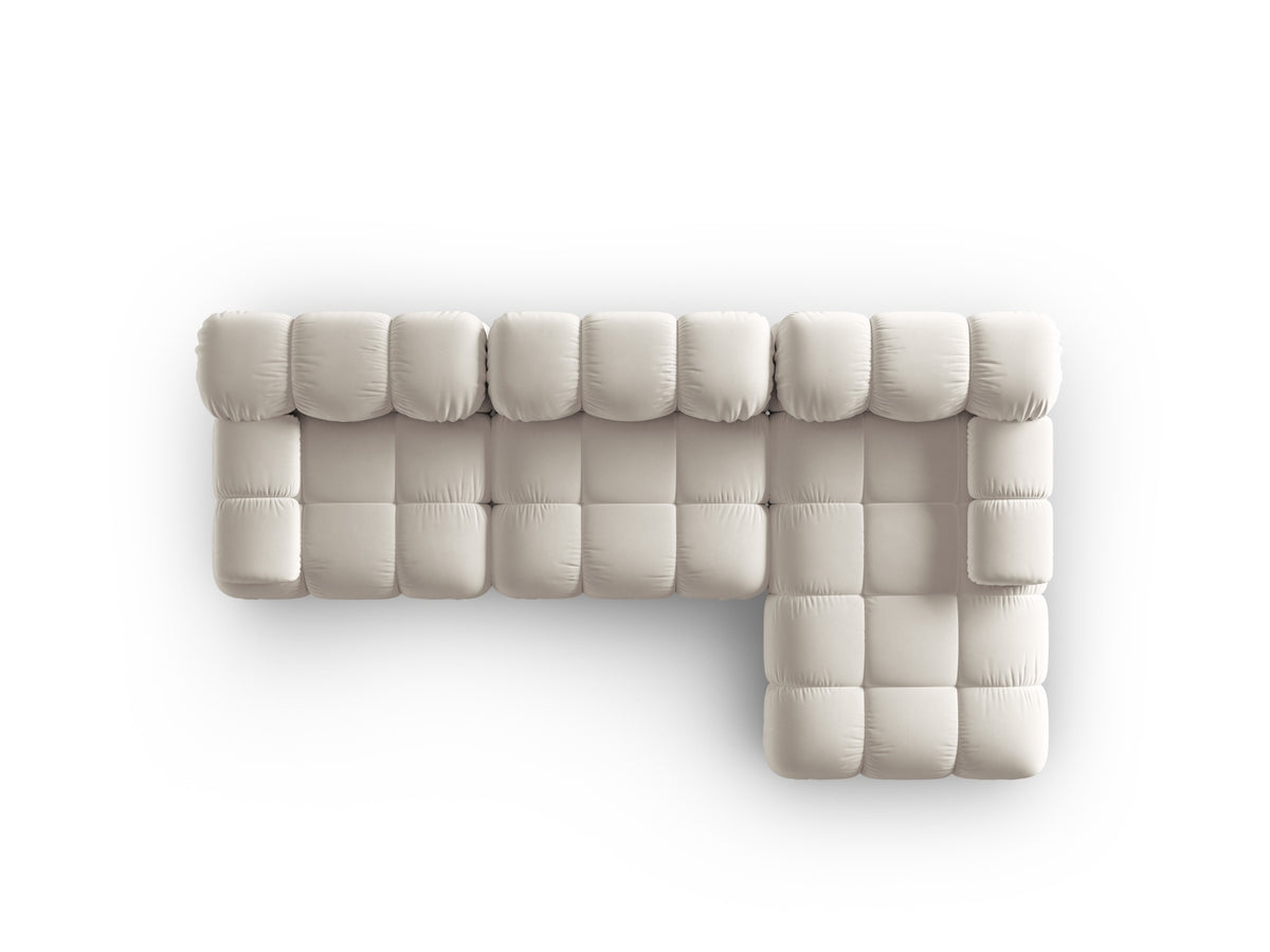 Bellis Velour modulares Ecksofa rechts 4 Sitzer 155cm in Dark Beige-Bluvel präsentiert im Onlineshop von KAQTU Design AG. L-Sofa rechts ist von Micadoni